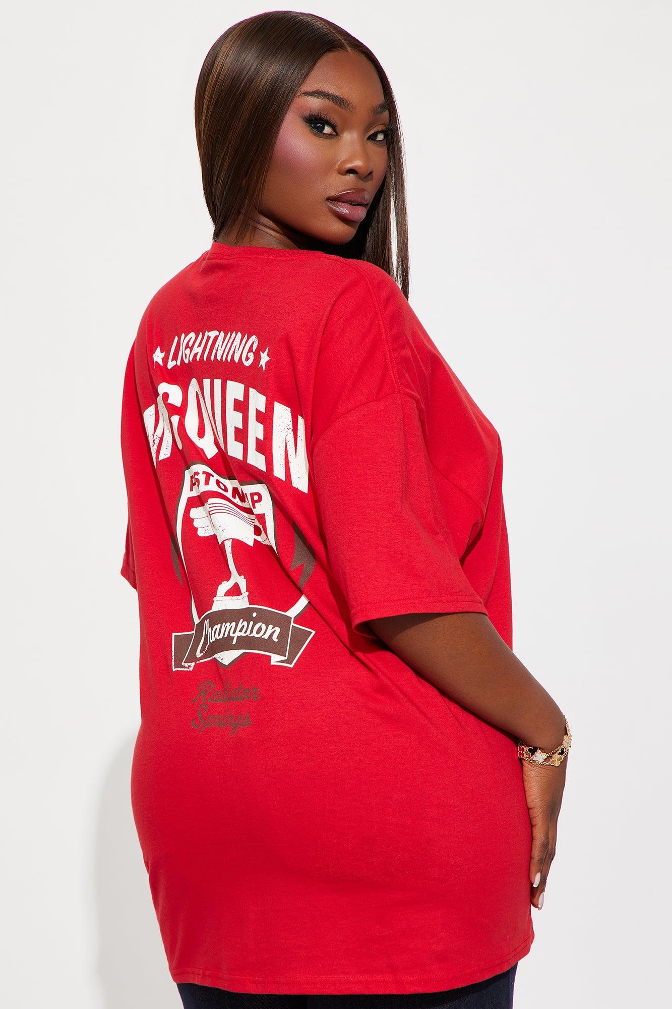 Lightening Car Trophy Oversized Tee - Red Product Image
