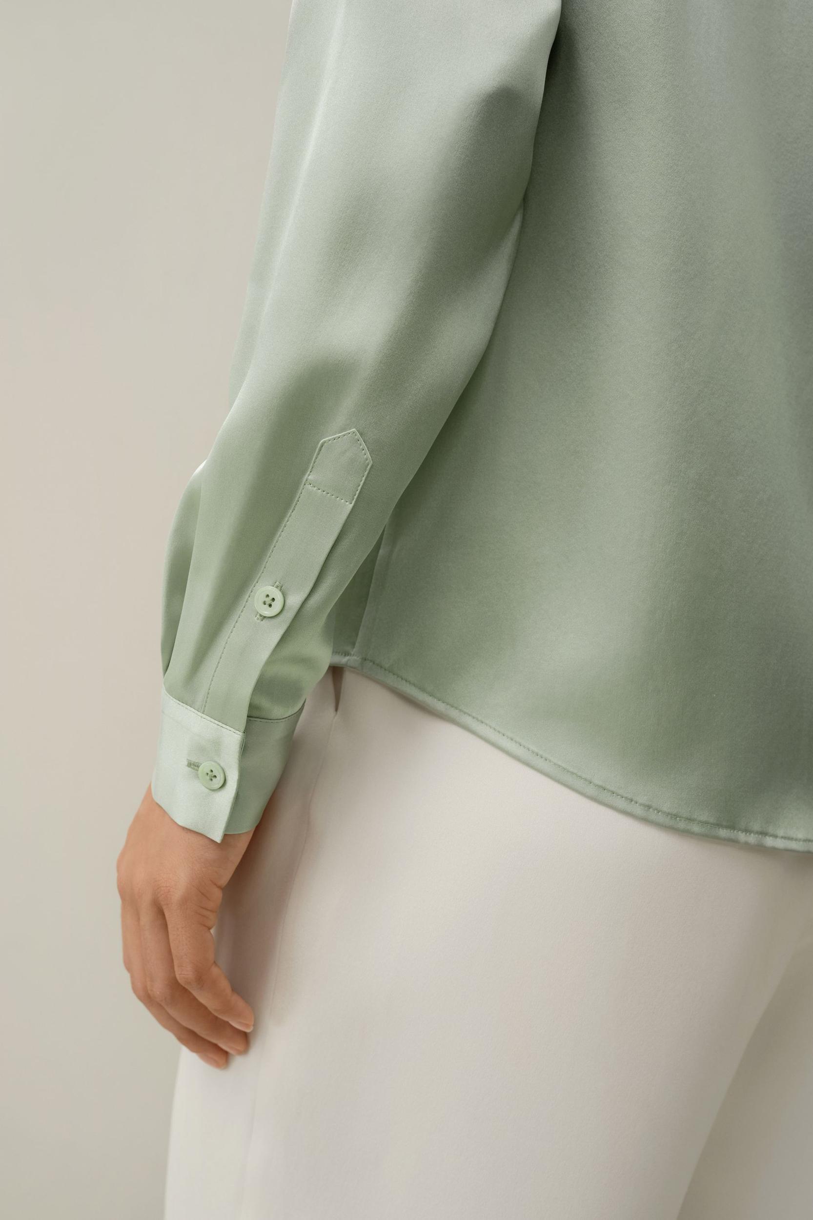 Basic Concealed Placket Silk Shirt Product Image