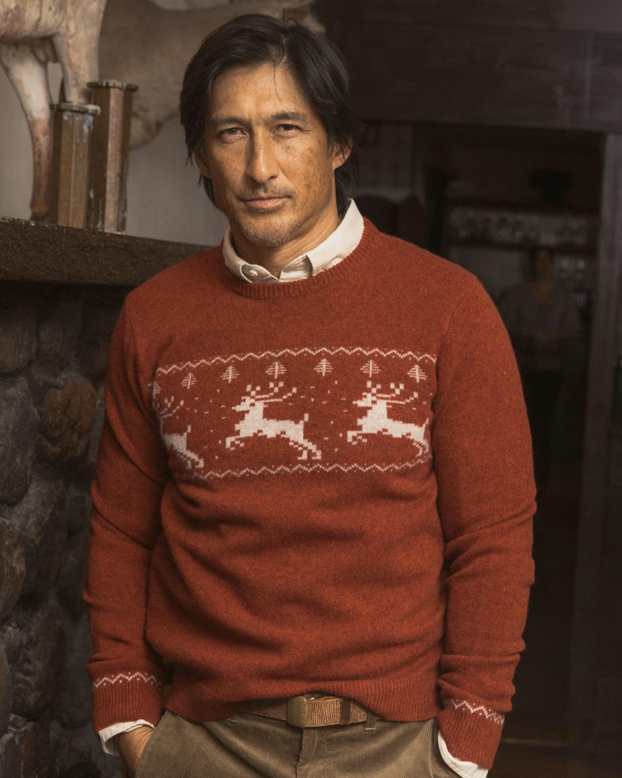 Reindeer Lambswool Sweater Crew - Holiday Red Product Image
