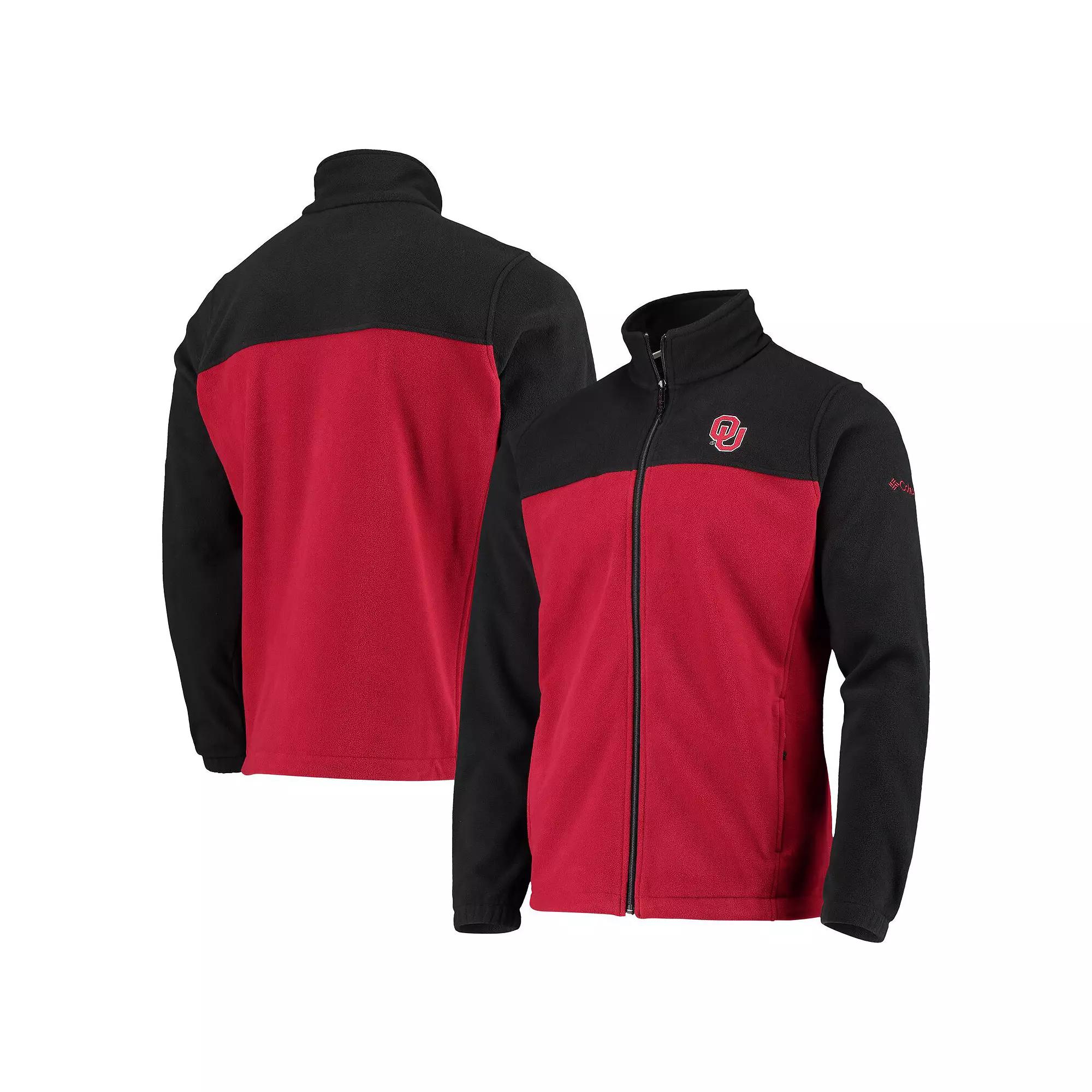 Men's Columbia Black/Crimson Oklahoma Sooners Flanker III Fleece Team Full-Zip Jacket, Size: Medium Product Image