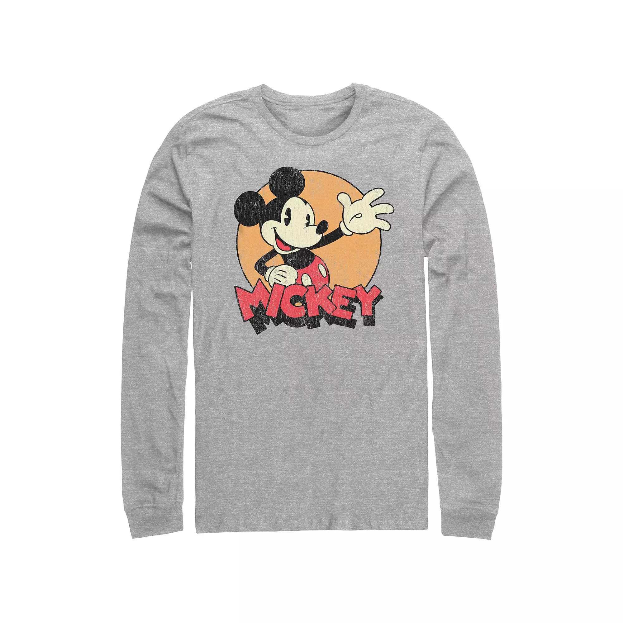 Men's Mickey Mouse Waving Graphic Tee, Size: Large, Athletic Grey Product Image