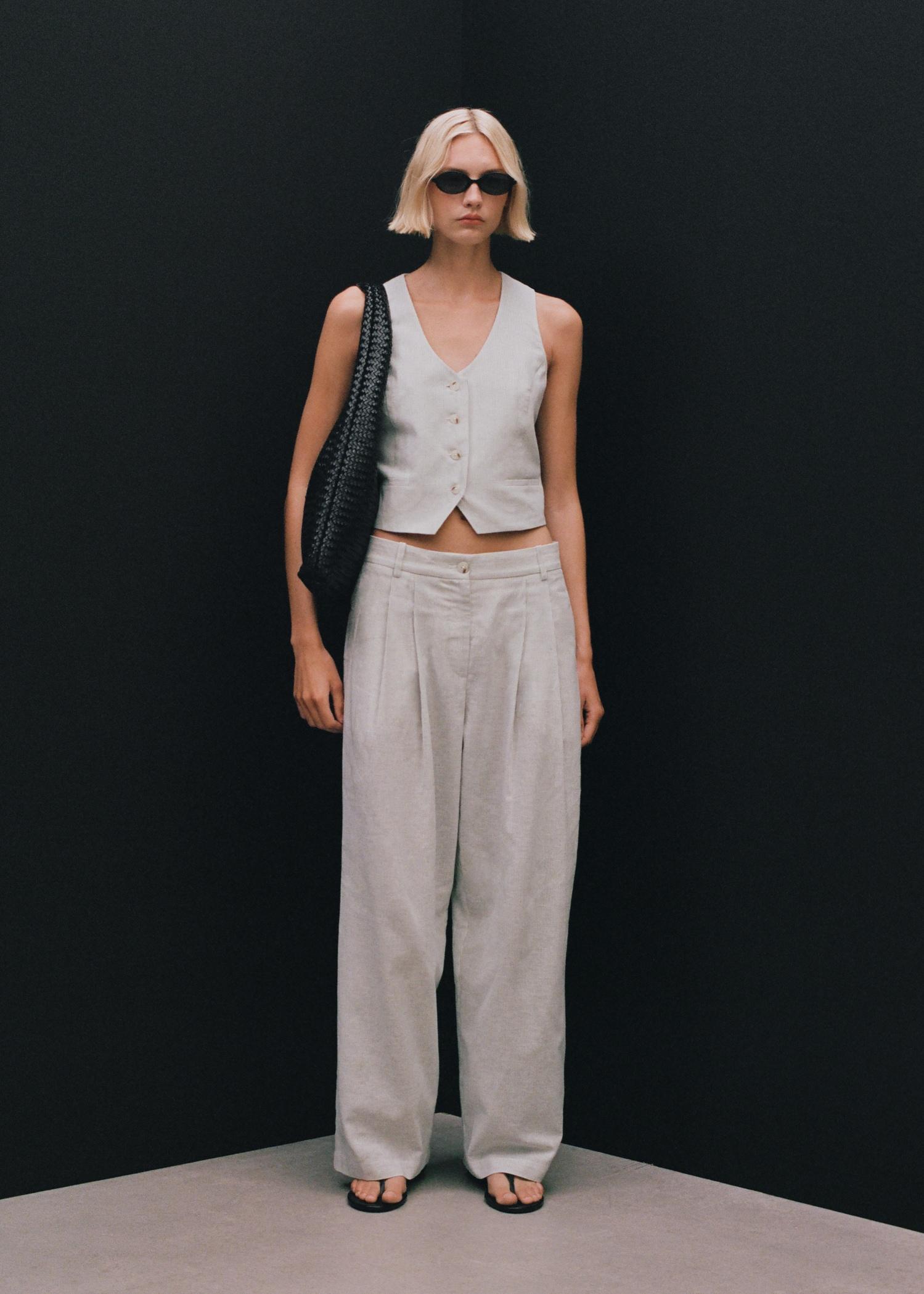 Straight-fit linen-blend suit pants - Women | MANGO USA Product Image