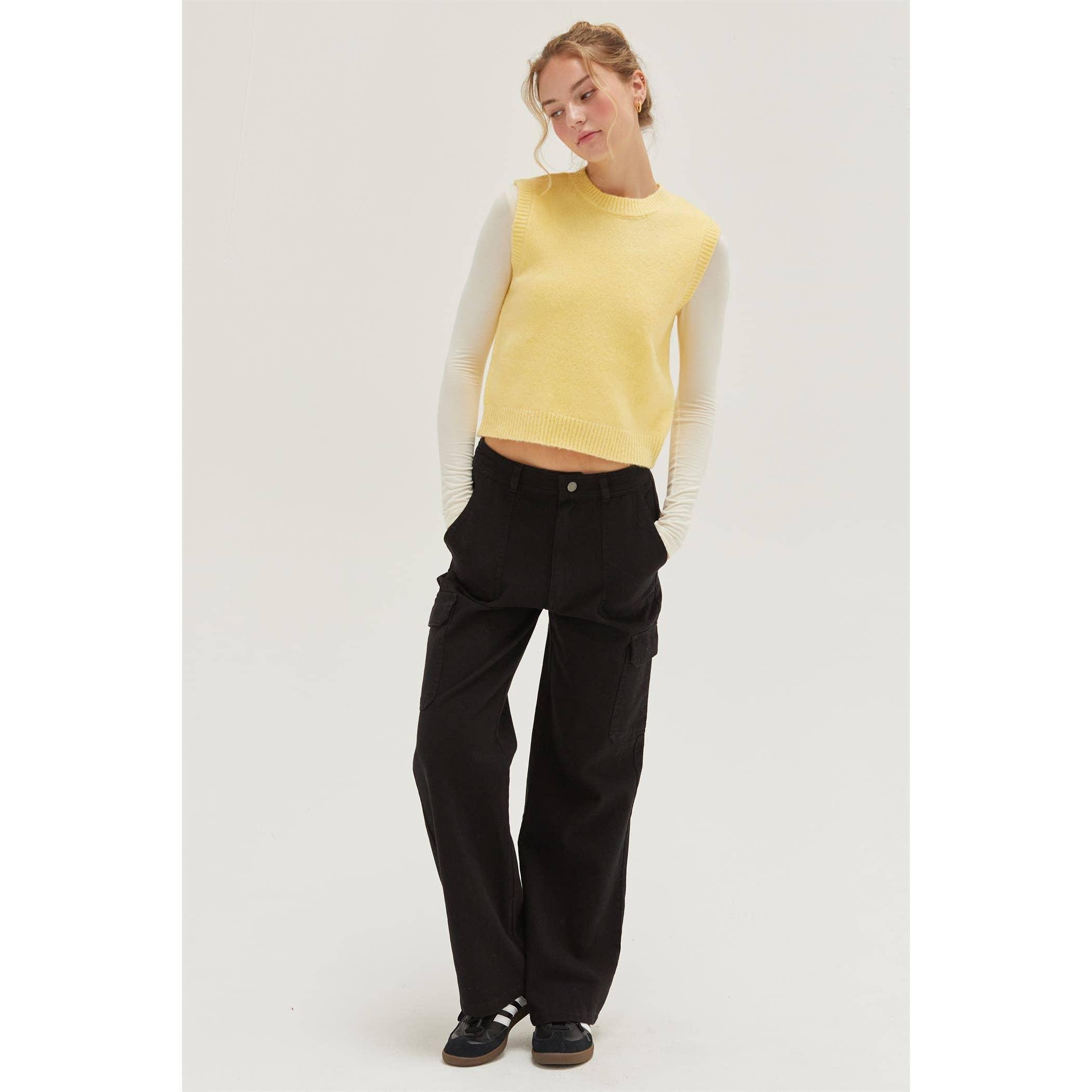 Yellow Sleeveless Sweater Top Product Image