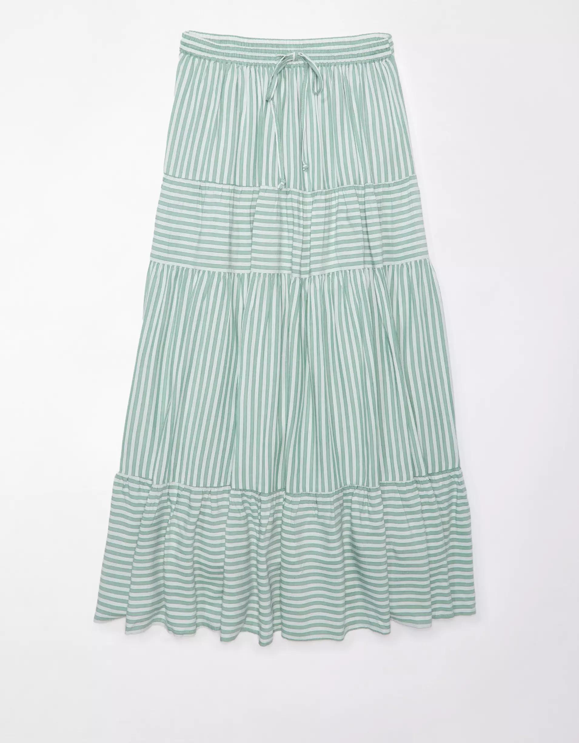AE High-Waisted Multi Striped Maxi Skirt Product Image