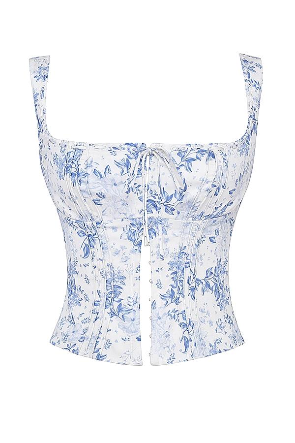 Chicca  blue floral print top Product Image