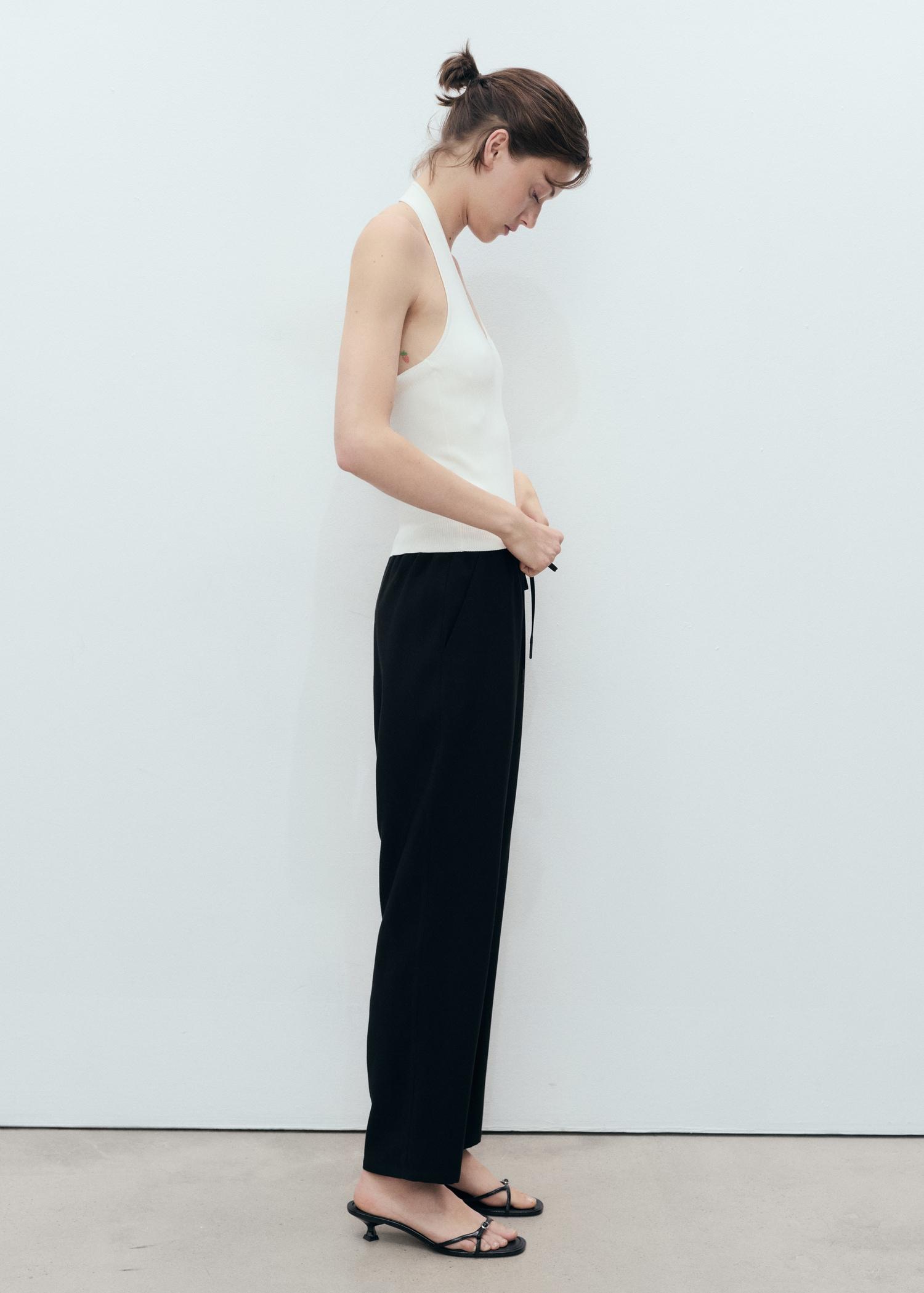 Drawstring flowy pants - Women | MANGO USA Product Image