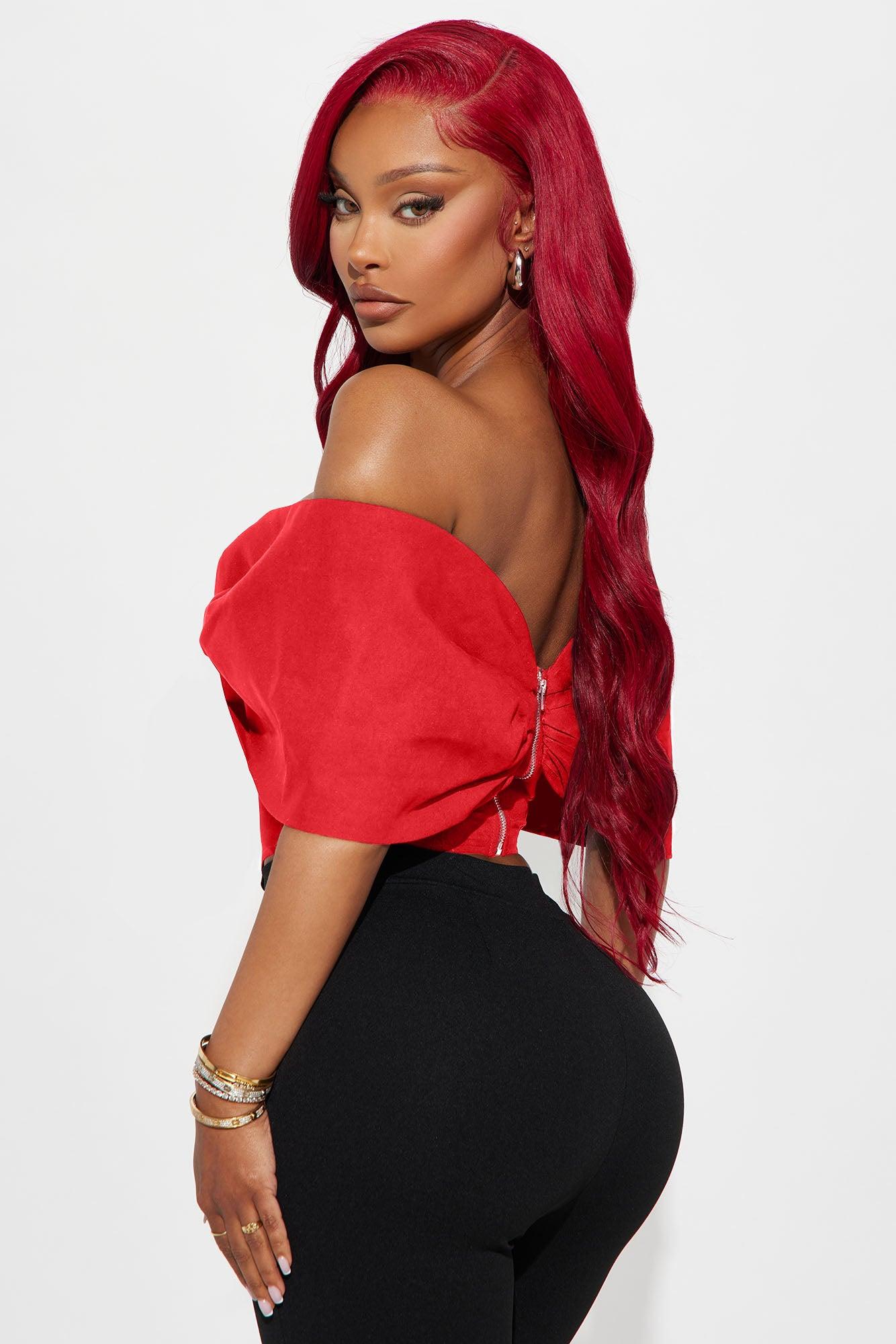 Lorelai Bow Corset Top - Red Product Image