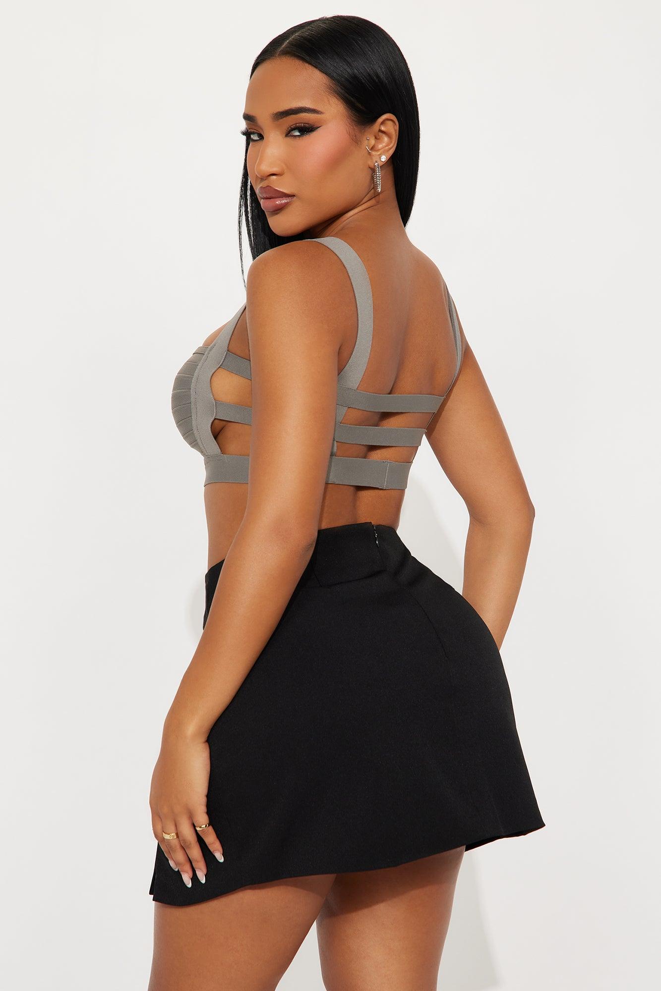 Feeling Selfish Cropped Bandage Bra Top - Grey Female Product Image