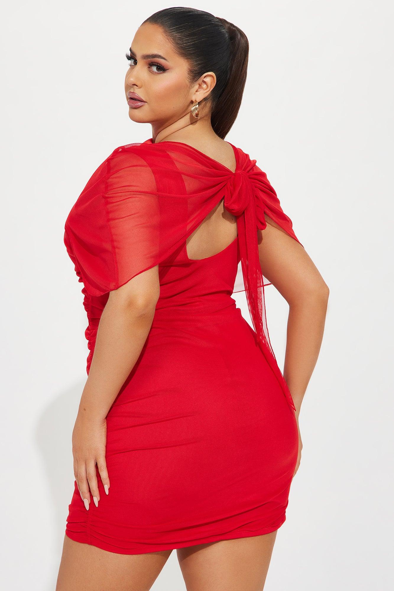 Little Red Mesh Mini Dress - Red Product Image