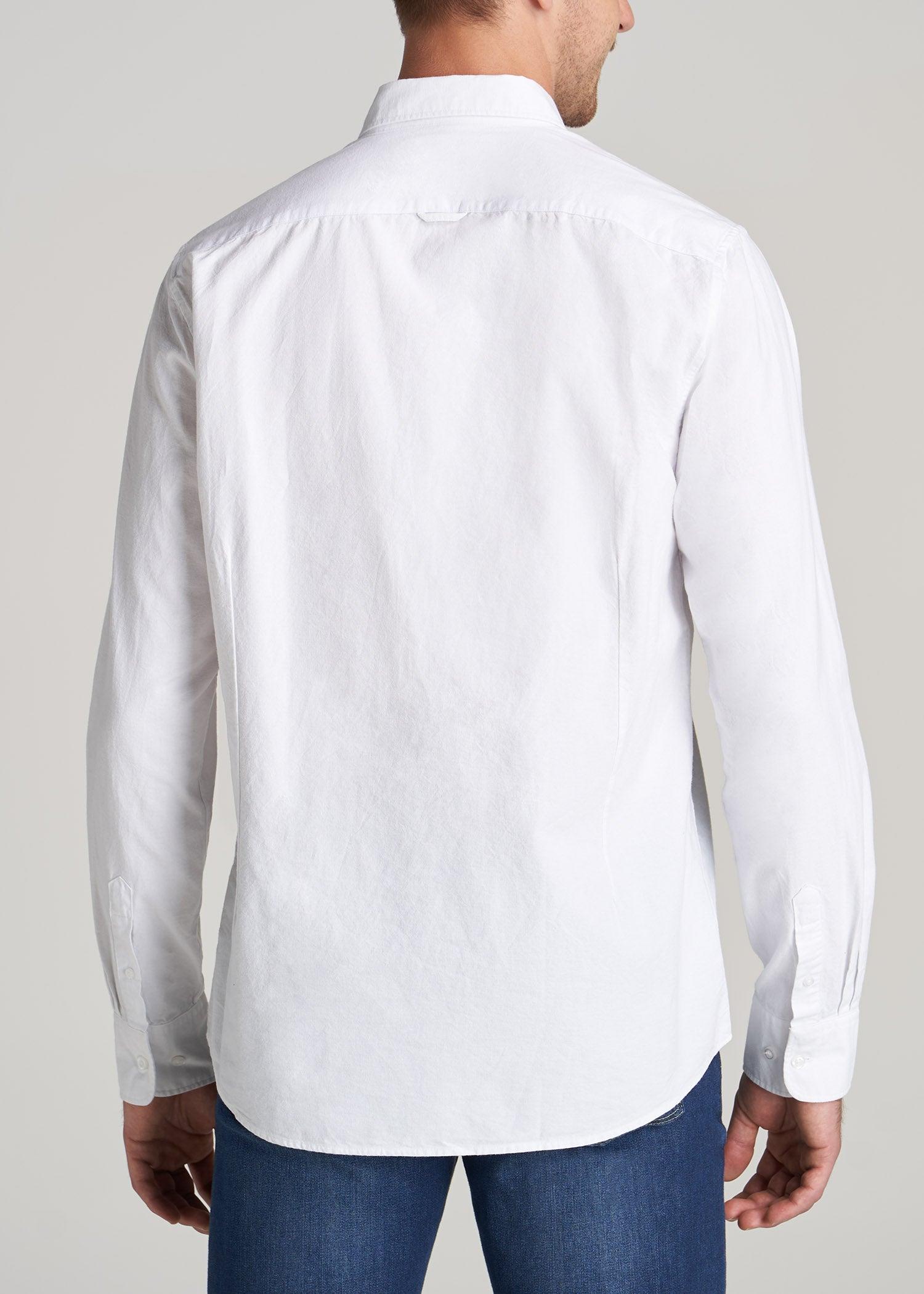 Washed Oxford Shirt for Tall Men in White Male Product Image