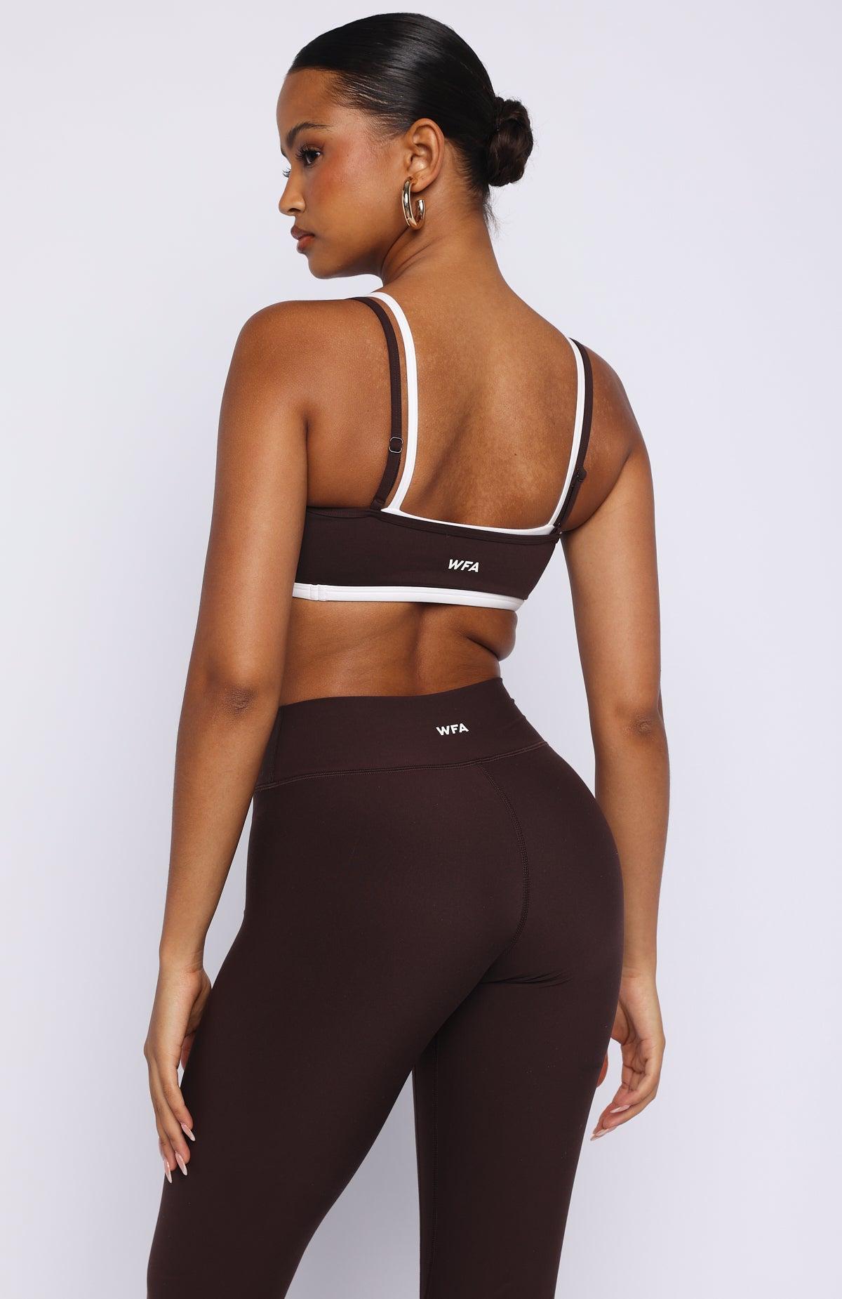 All The Glory Sports Bra Dark Chocolate/White Product Image