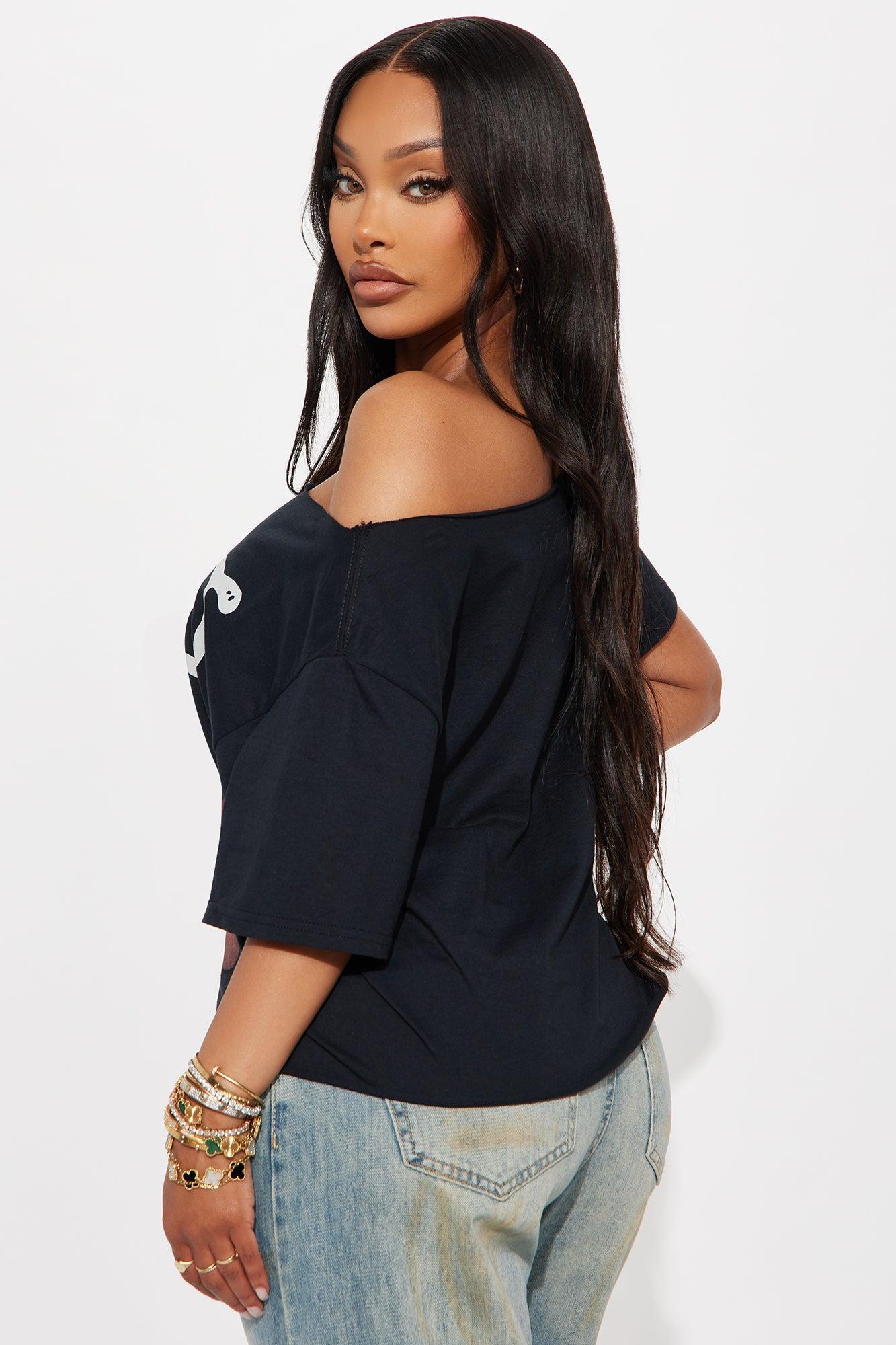 The Rolling Stones Dice Off Shoulder Tee - Black Female Product Image