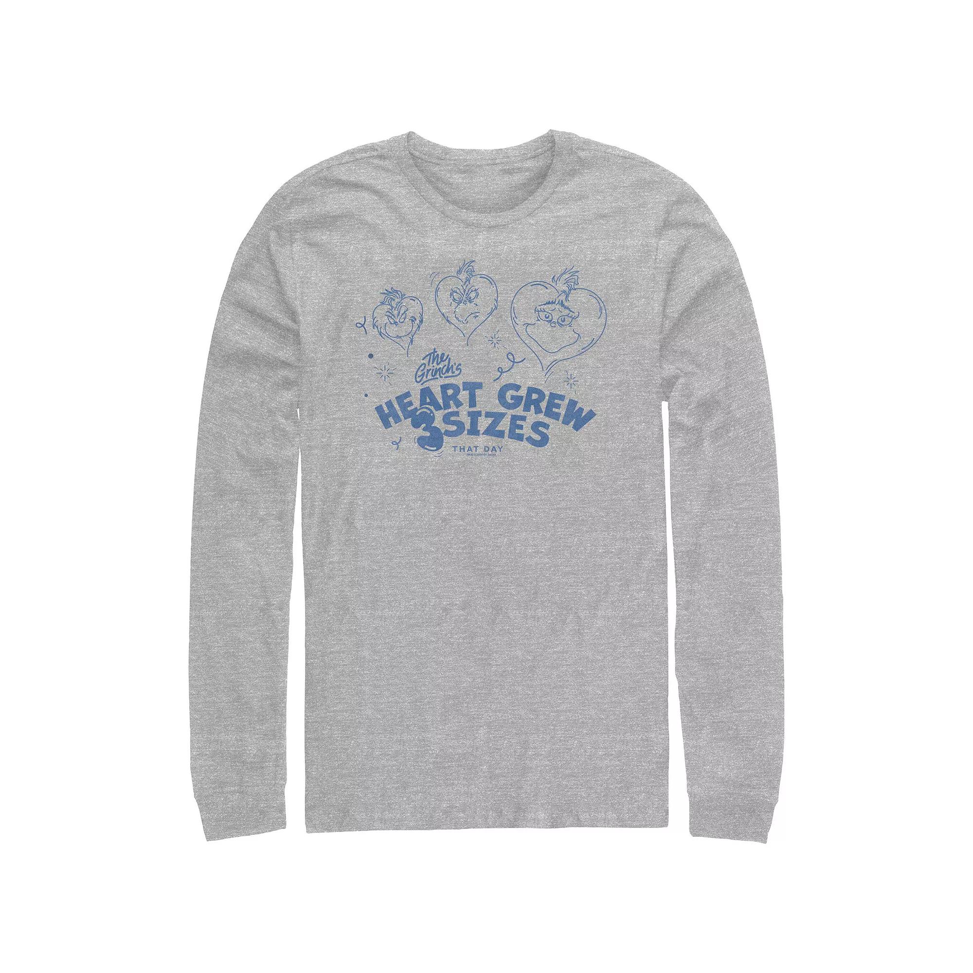 Big & Tall Dr. Seuss Grinch's Heart Grew 3 Sizes Long Sleeve Graphic Tee, Men's, Size: Medium, Athletic Grey Product Image