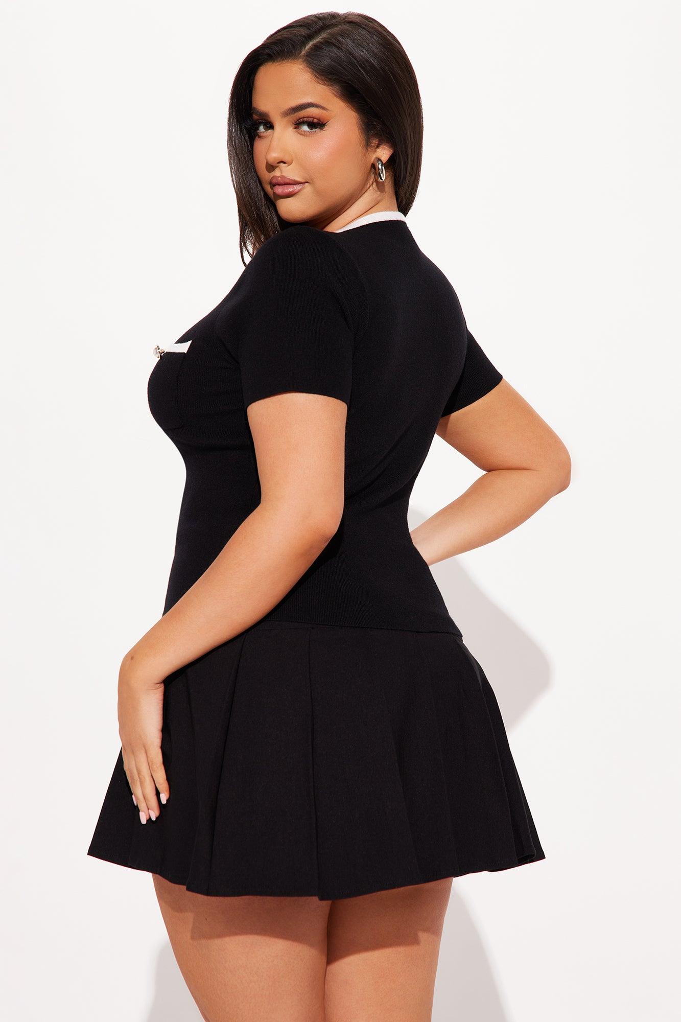 Sofia Short Sleeve Sweater Top - Black/White Product Image