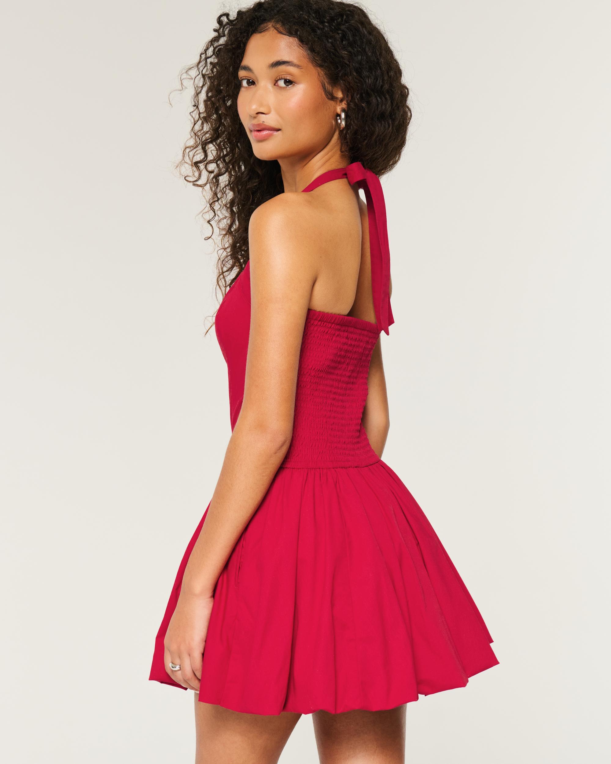 Halter Mini Bubble Skort Dress Product Image