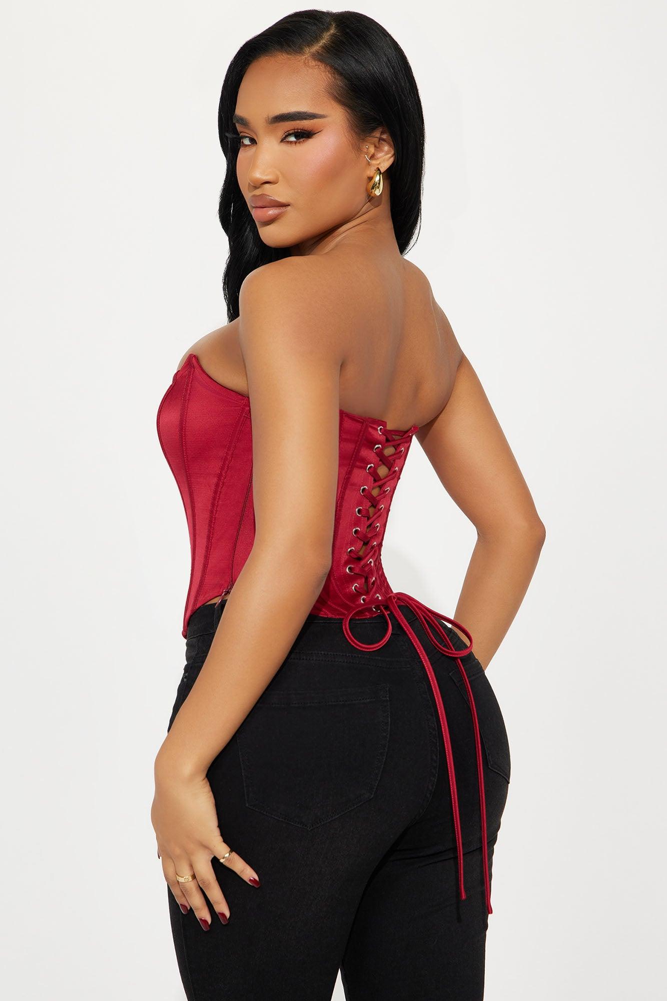 Night Away Corset Top - Red Product Image