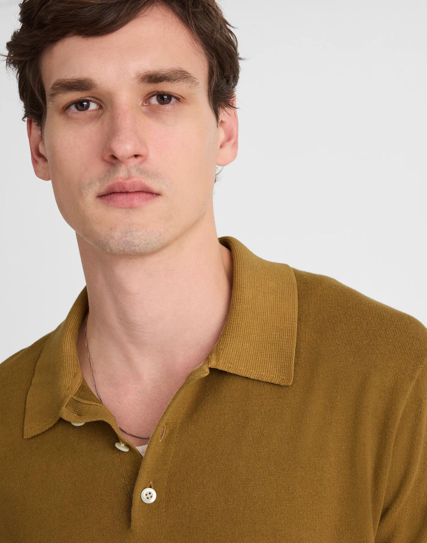 Three-Button Sweater Polo Shirt Product Image