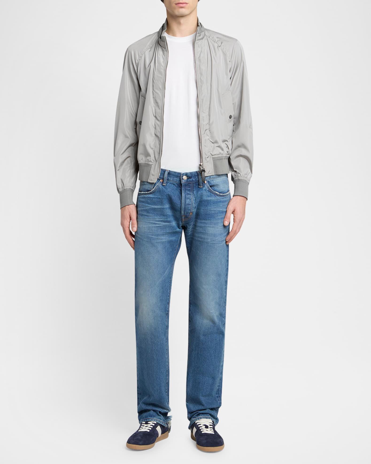 Men's Light Wash Selvedge Straight Fit Jeans Product Image