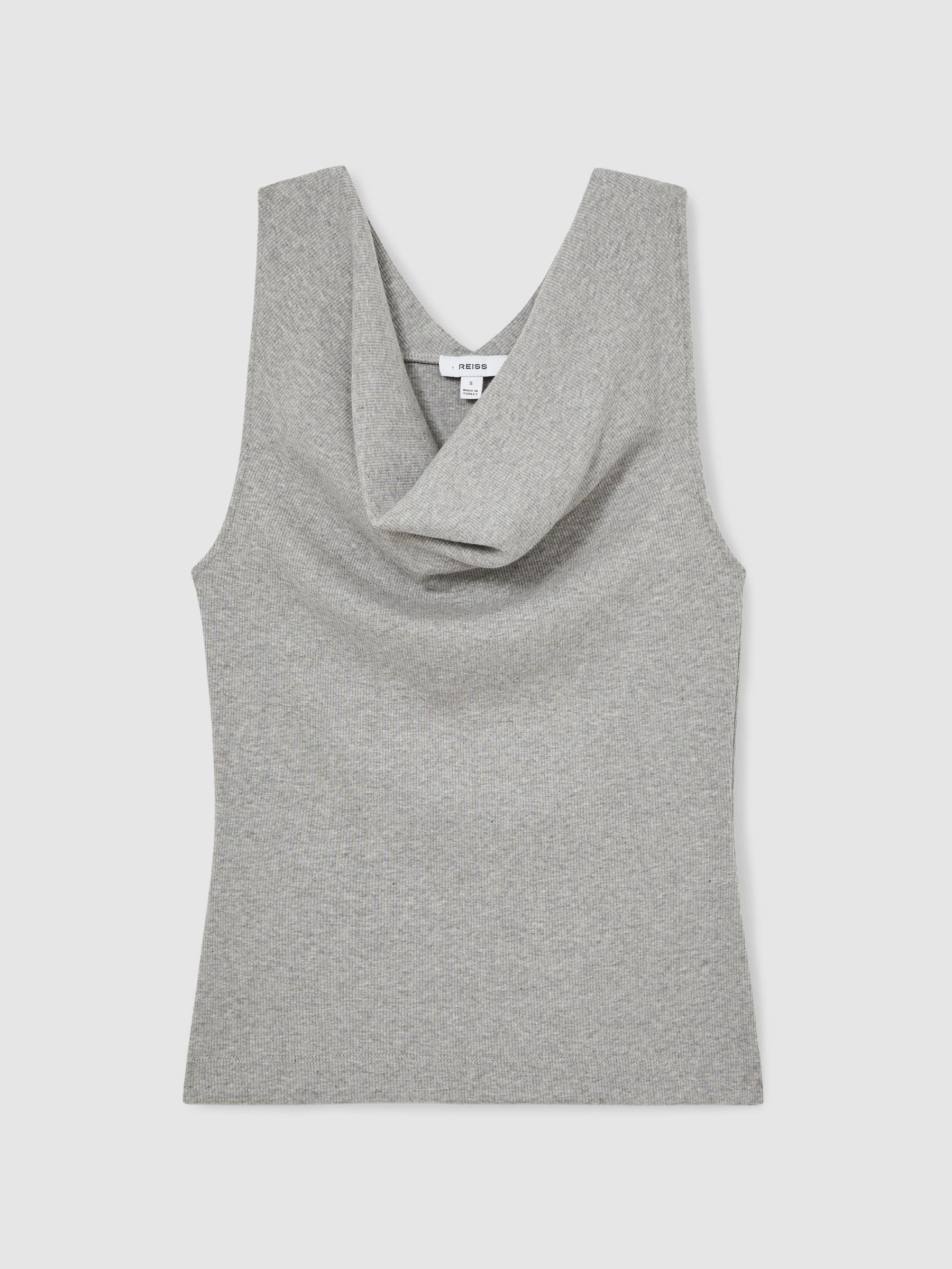 Ribbed Cowl-Neck Vest in Grey Marl Product Image