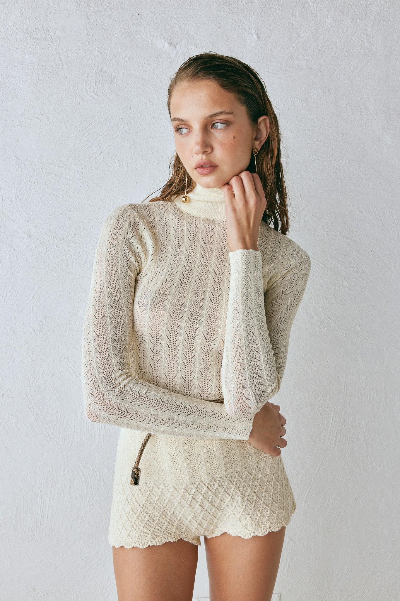 Harriet Knit Skivvy Cream Product Image