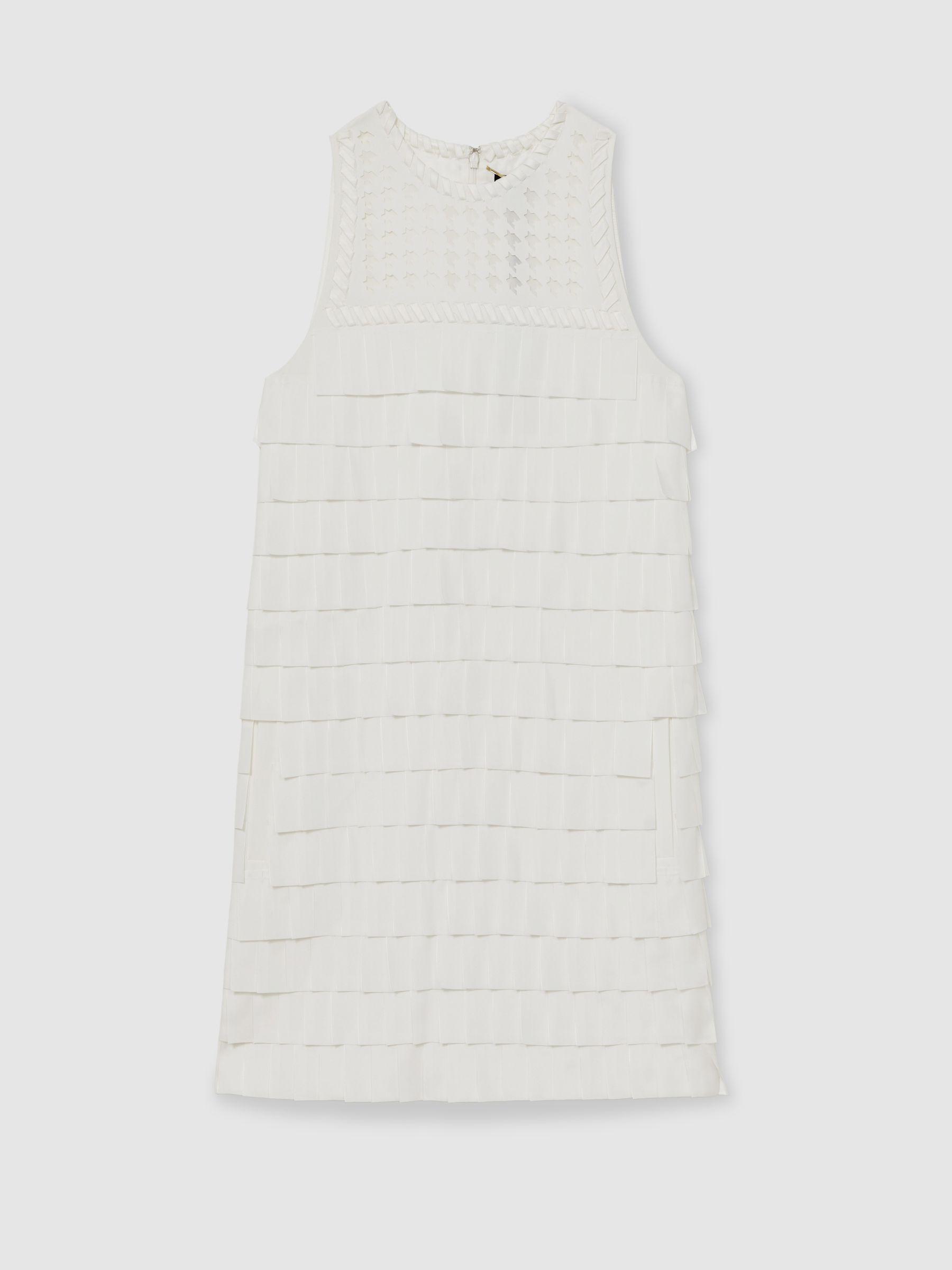 Atelier Layered Fringe Mini Dress in White Product Image