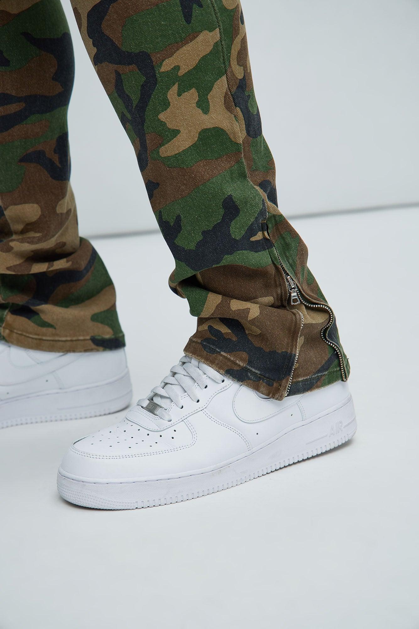 Convertible Stacked Skinny Flare Jeans - Camouflage Product Image