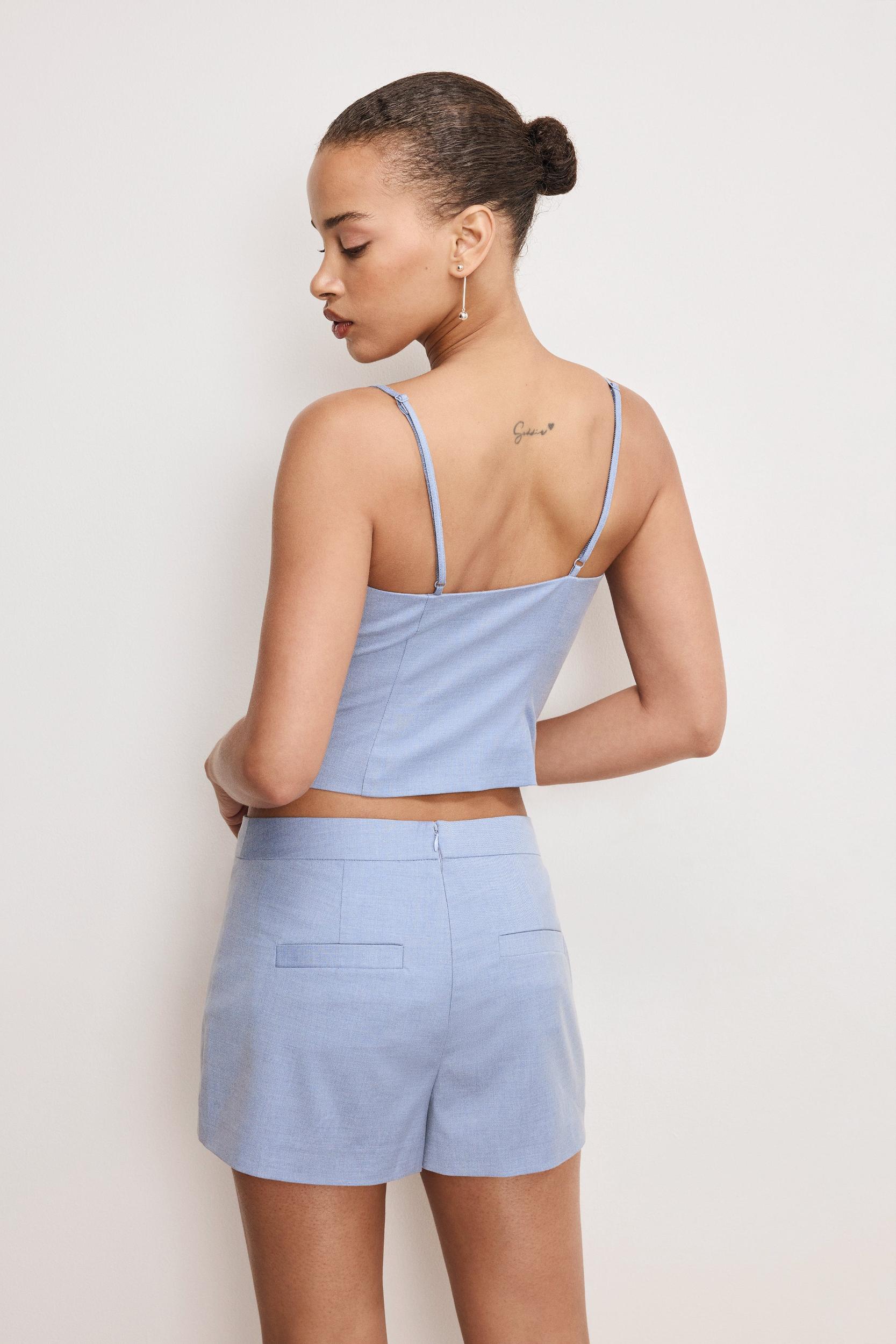 TWILL SUITING CAMI | CROSSHATCH BLUE001 Product Image