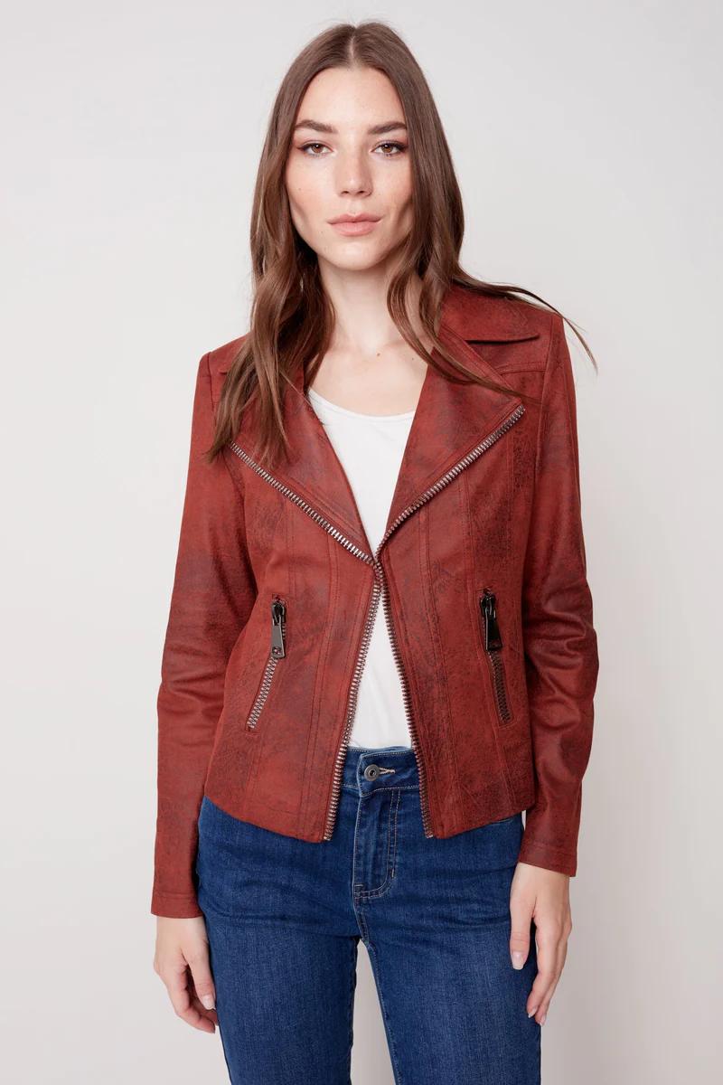Vintage Faux Leather Perfecto Jacket Orchid Product Image