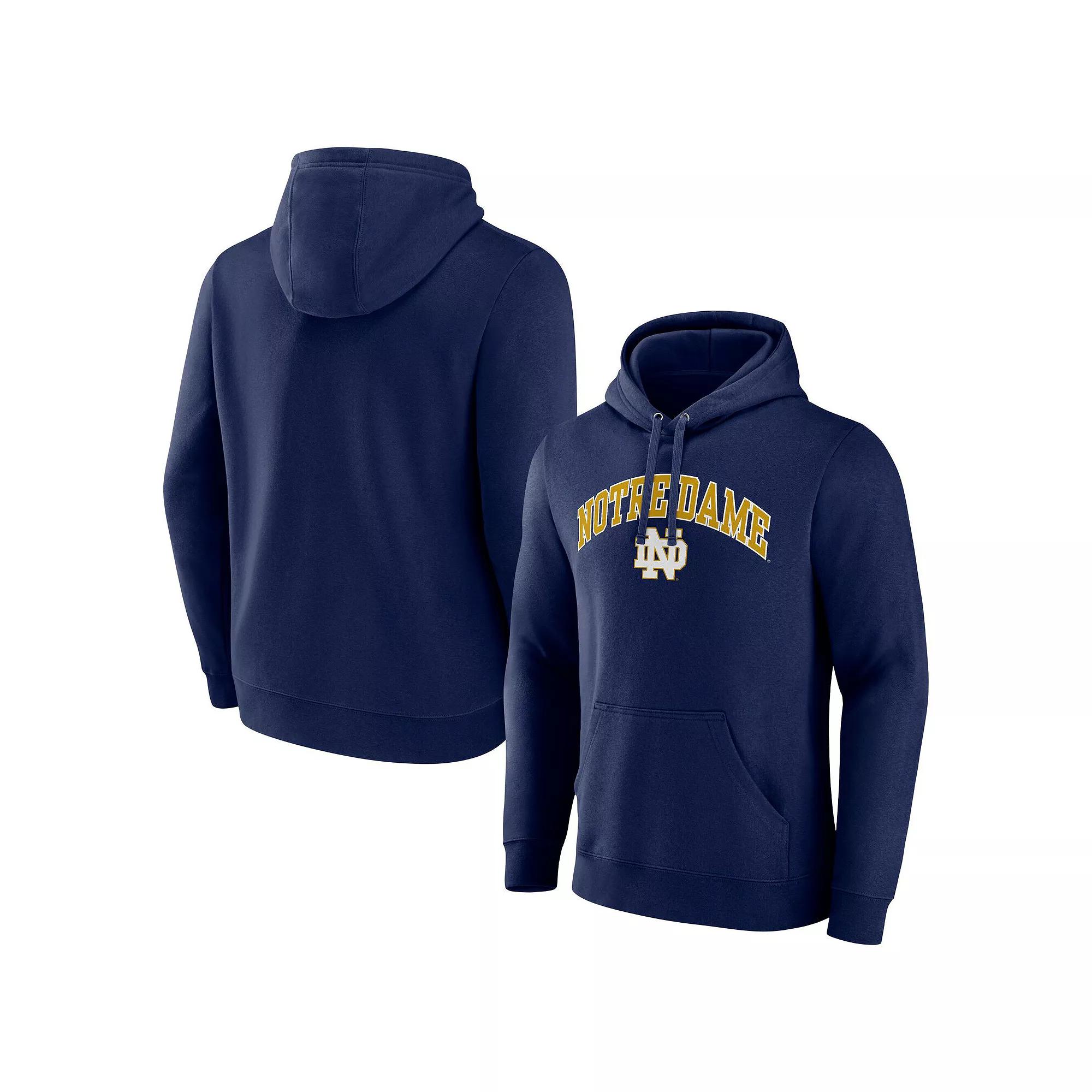 Men's Fanatics Navy Notre Dame Fighting Irish Arched Logo Pullover Hoodie,  Product Image