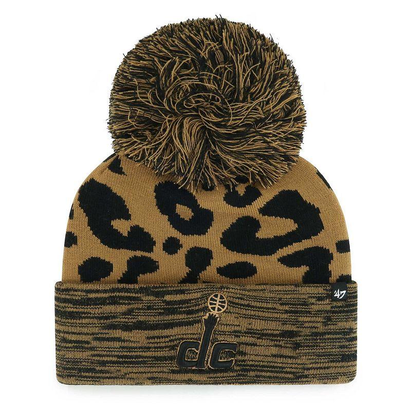 Womens 47 Leopard Washington Wizards Rosette Cuffed Knit Hat with Pom Product Image