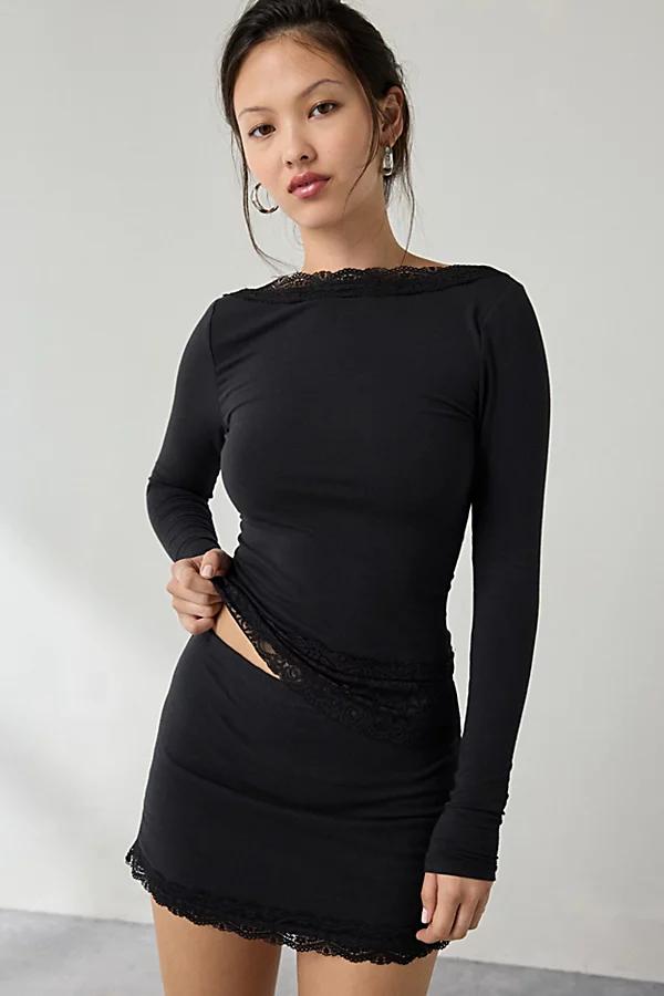 Out From Under Our From Under Bec Lace Trim Low-Back Long Sleeve Top Womens at Urban Outfitters Product Image