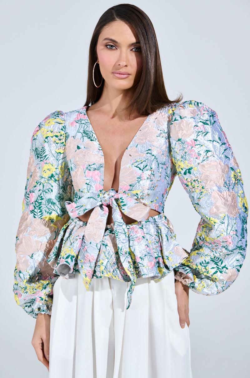 2 WAYS TO SLAY BROCADE LONG SLEEVE TOP Product Image