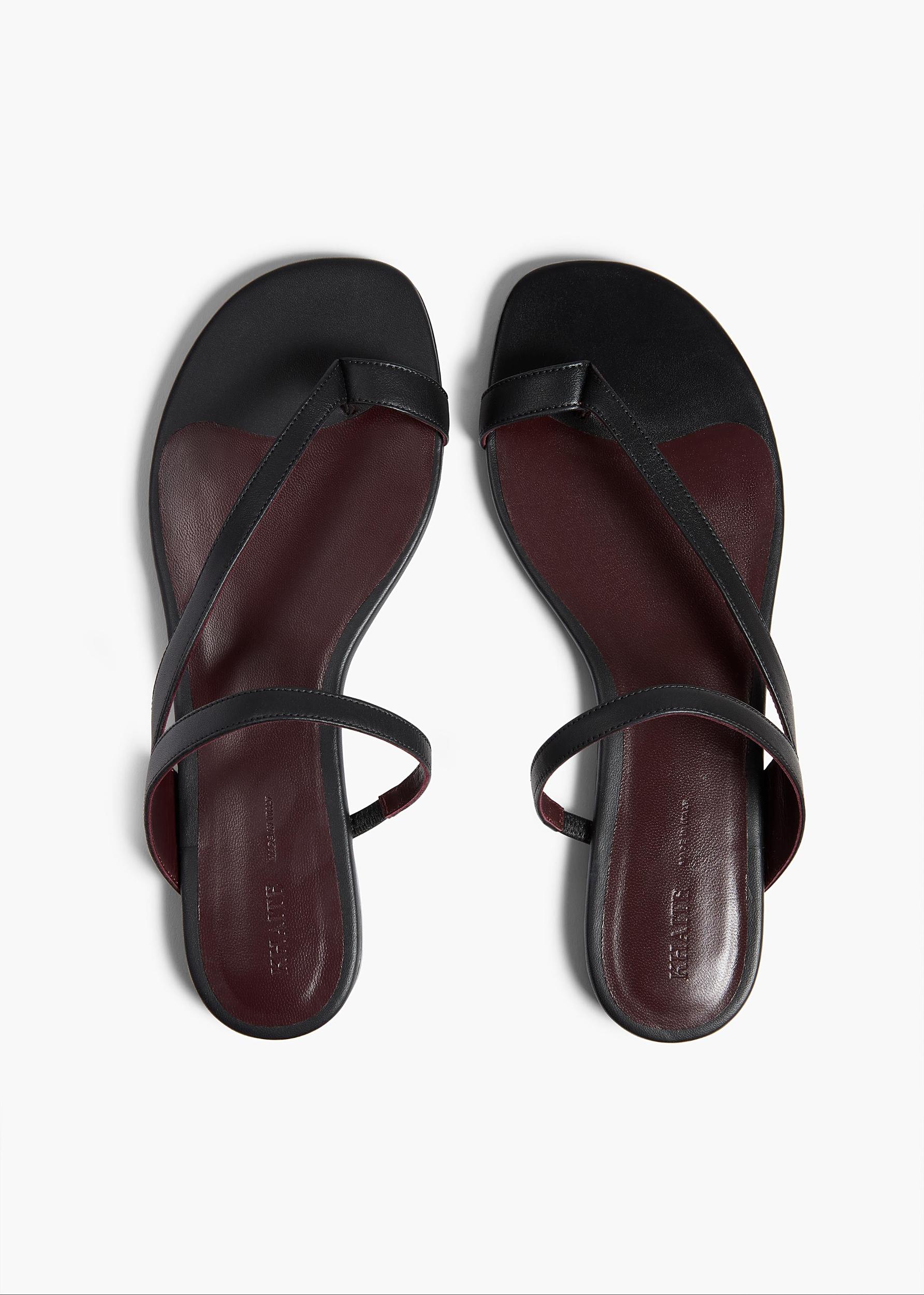 Aimee Flat Sandal in Black Leather Product Image