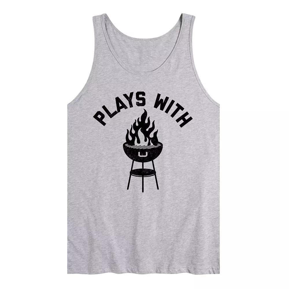 Men's Plays With BBQ Fire Tank Top,  Product Image