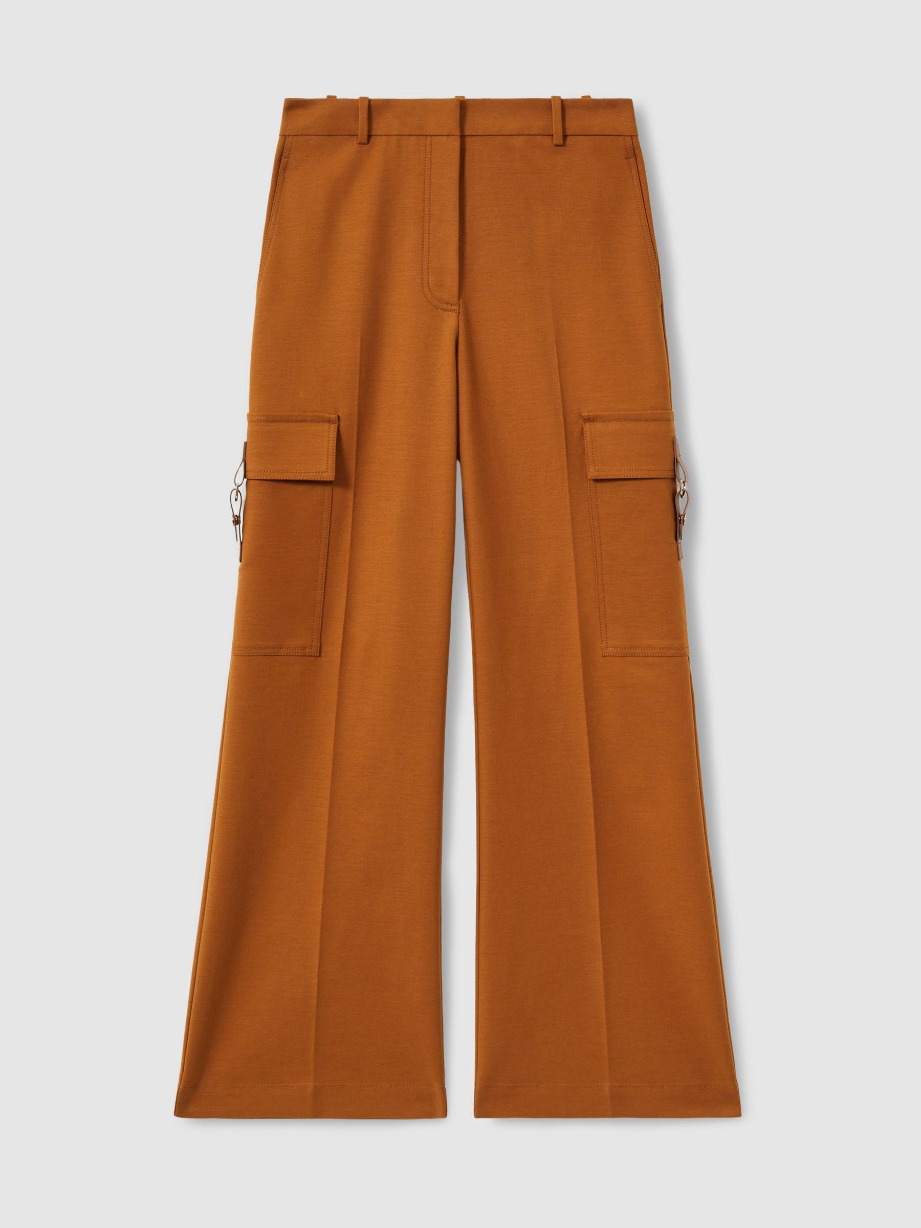 Wide-Leg Combat Trousers With Cotton in Rust Product Image
