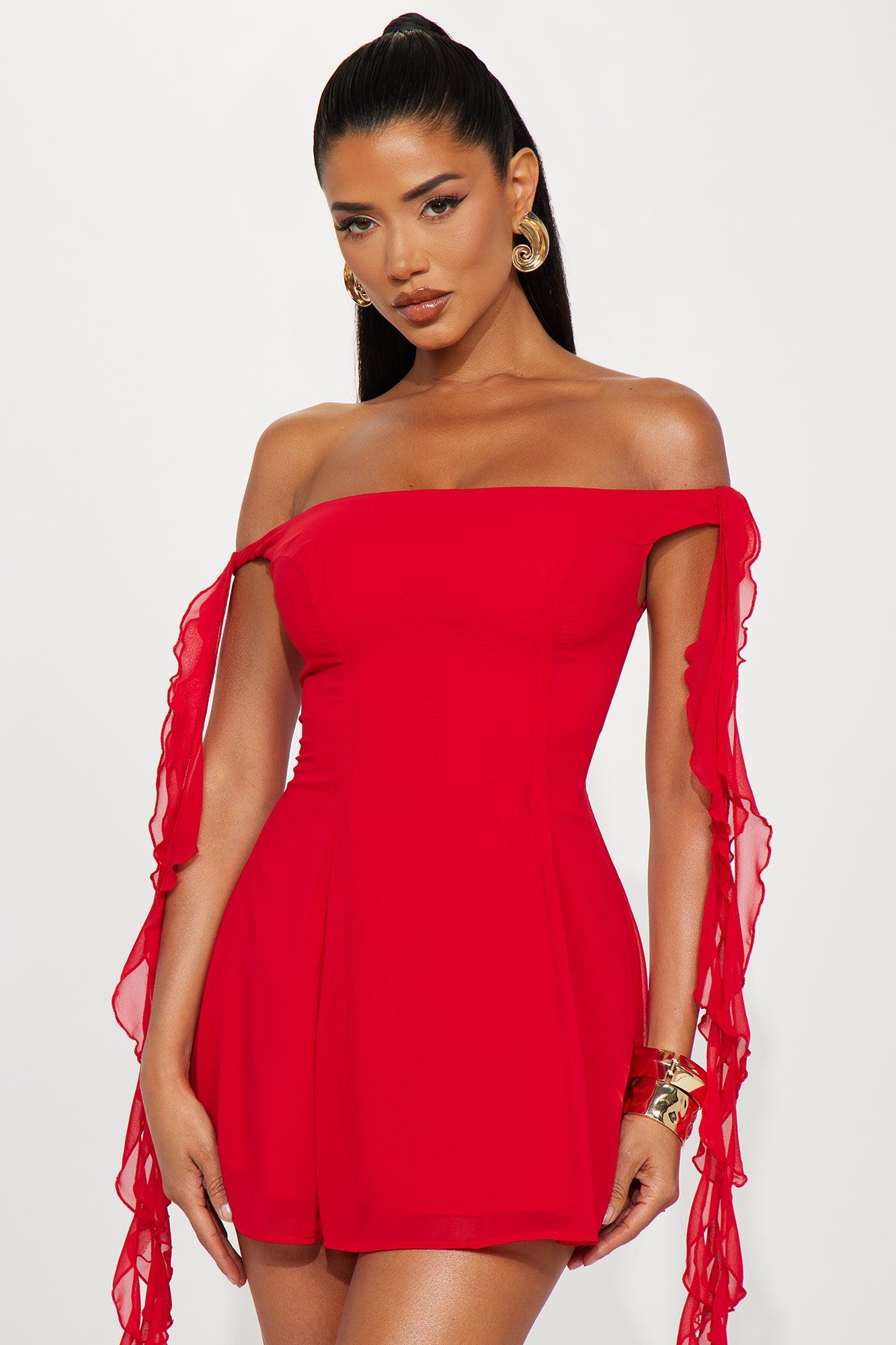 Leilani Ruffle Mini Dress - Red Product Image