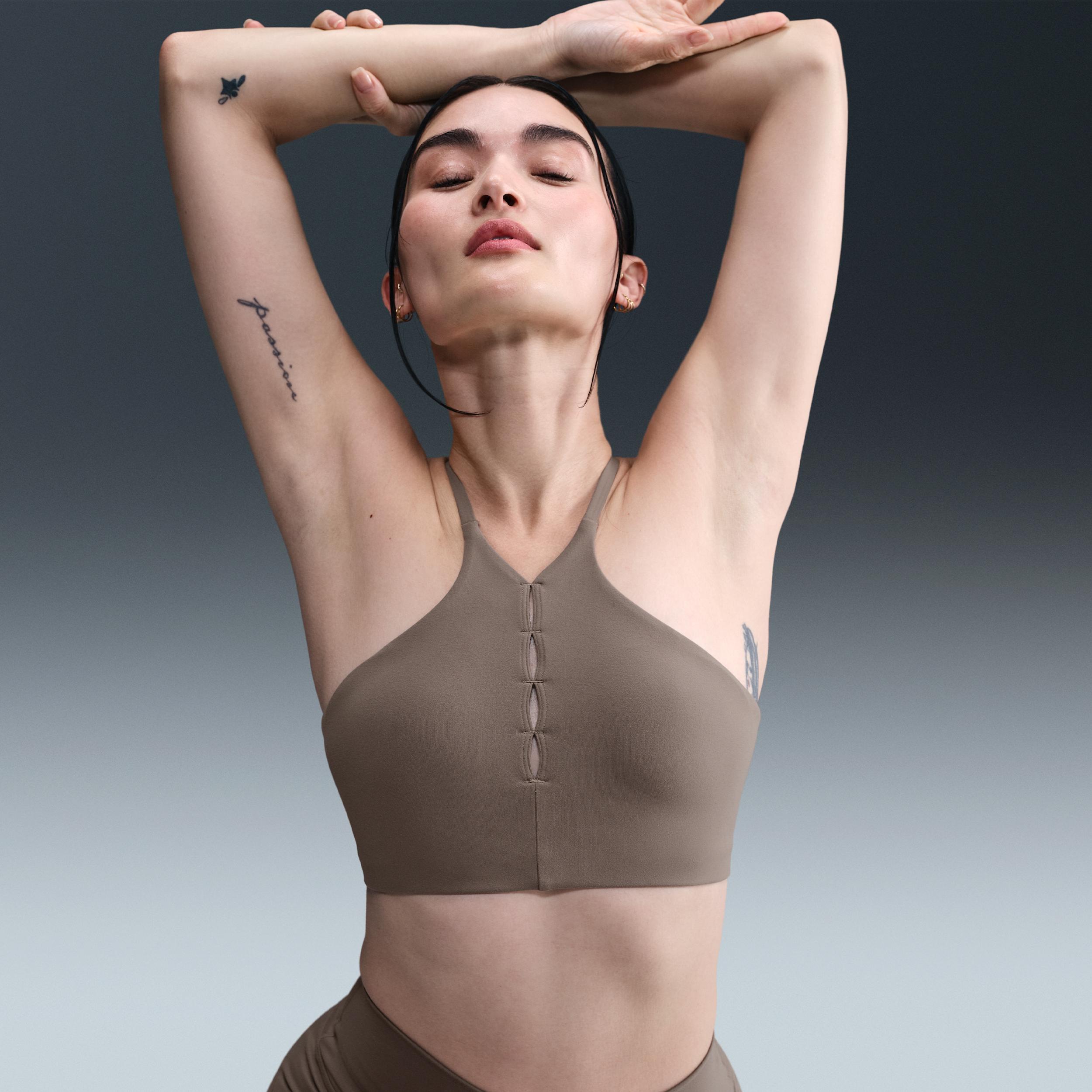 Nike Womens One Keyhole Light-Support Padded High-Neck Sports Bra | HJ3726-214 Product Image