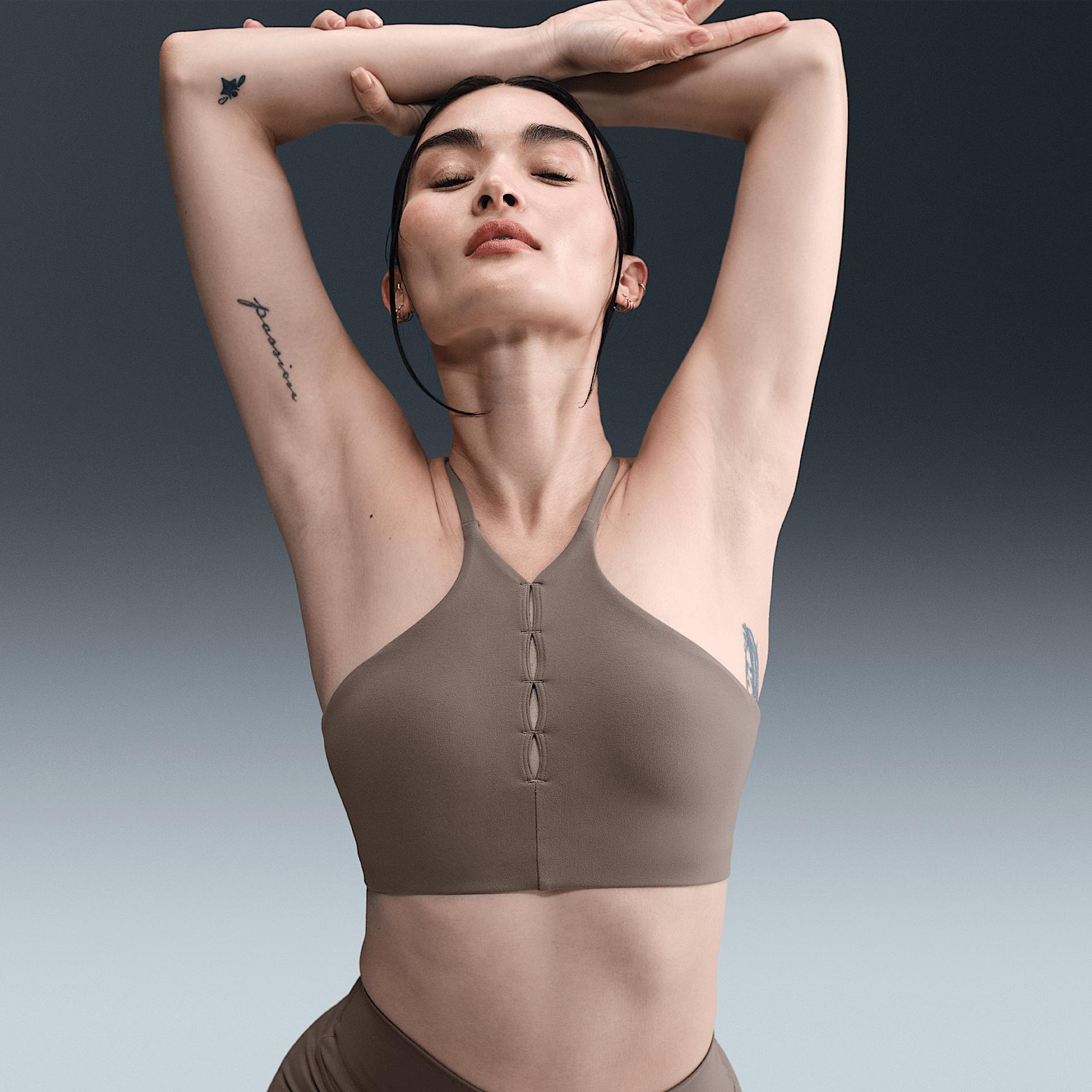 Nike Womens One Keyhole Light-Support Padded High-Neck Sports Bra | HJ3726-214 Product Image