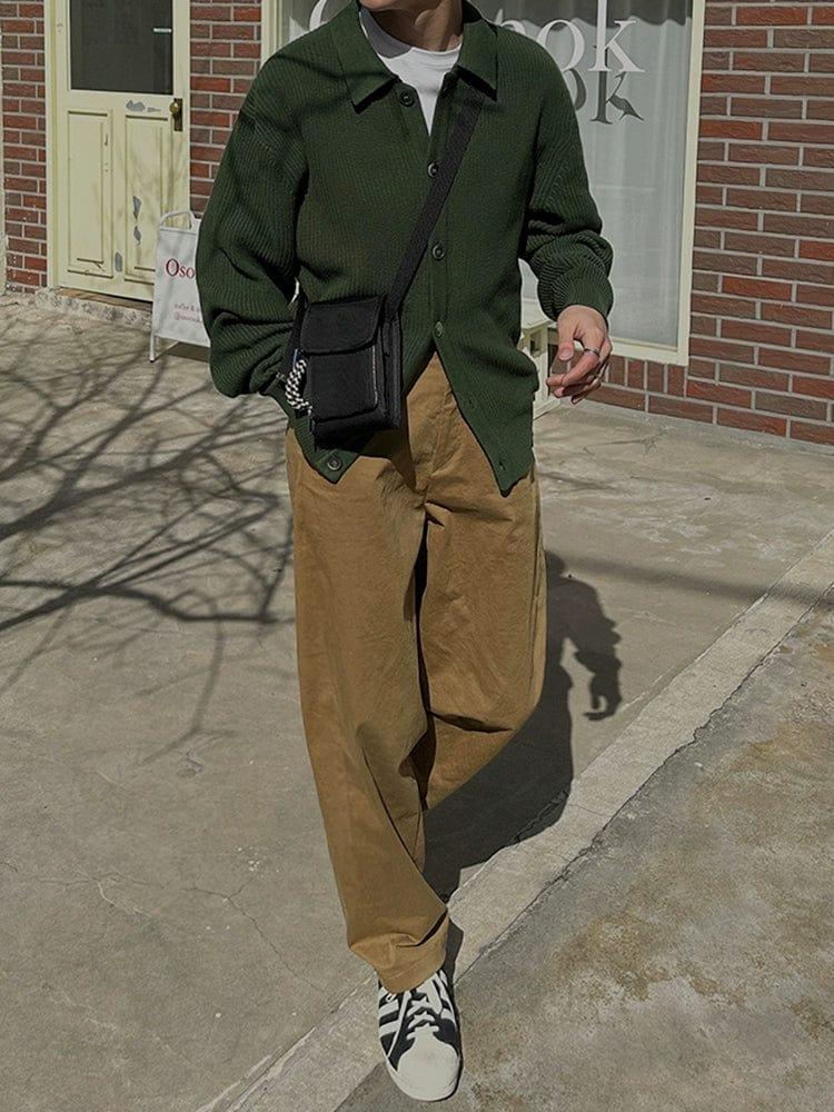 RT No. 11524 GREEN KNIT BUTTON-UP SWEATER Product Image