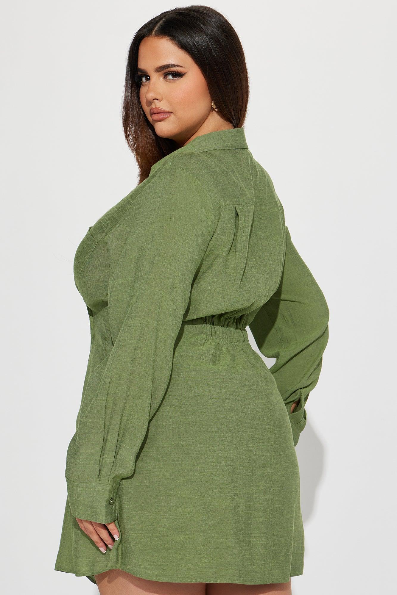 Autumn Nights Mini Dress - Green Product Image