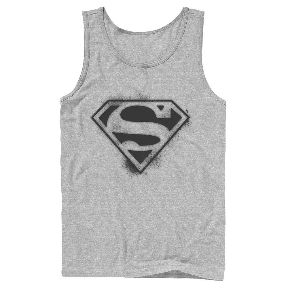 Men's DC Comics Superman Spray Paint Stencil Logo Tank Top, Size: Large, Athletic Grey Product Image
