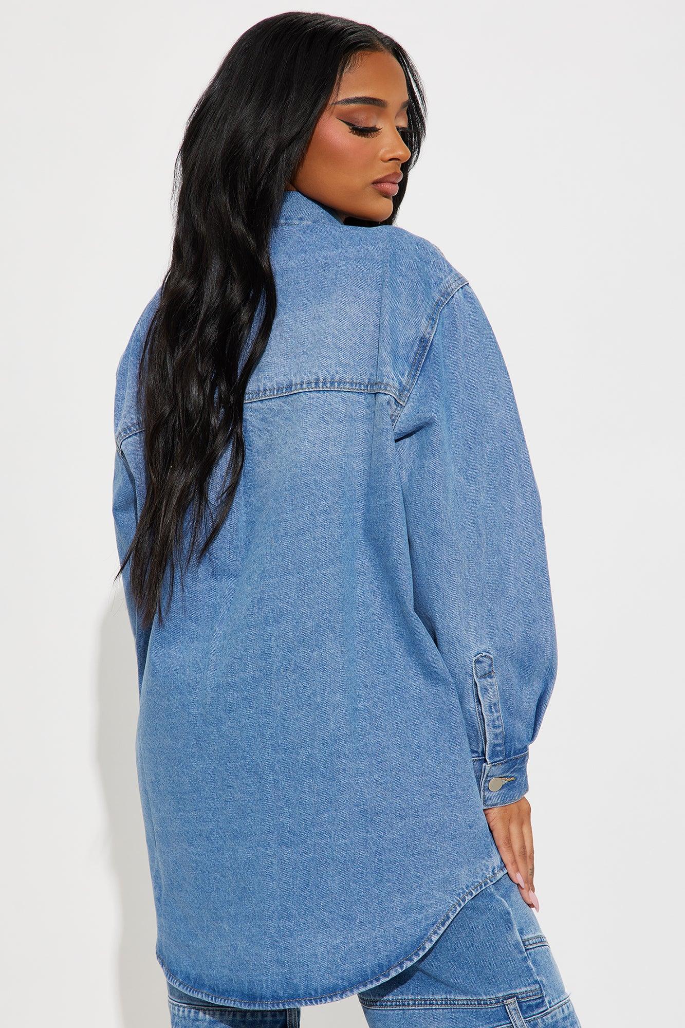 Kinsley Oversized Denim Shacket - Medium Wash Product Image