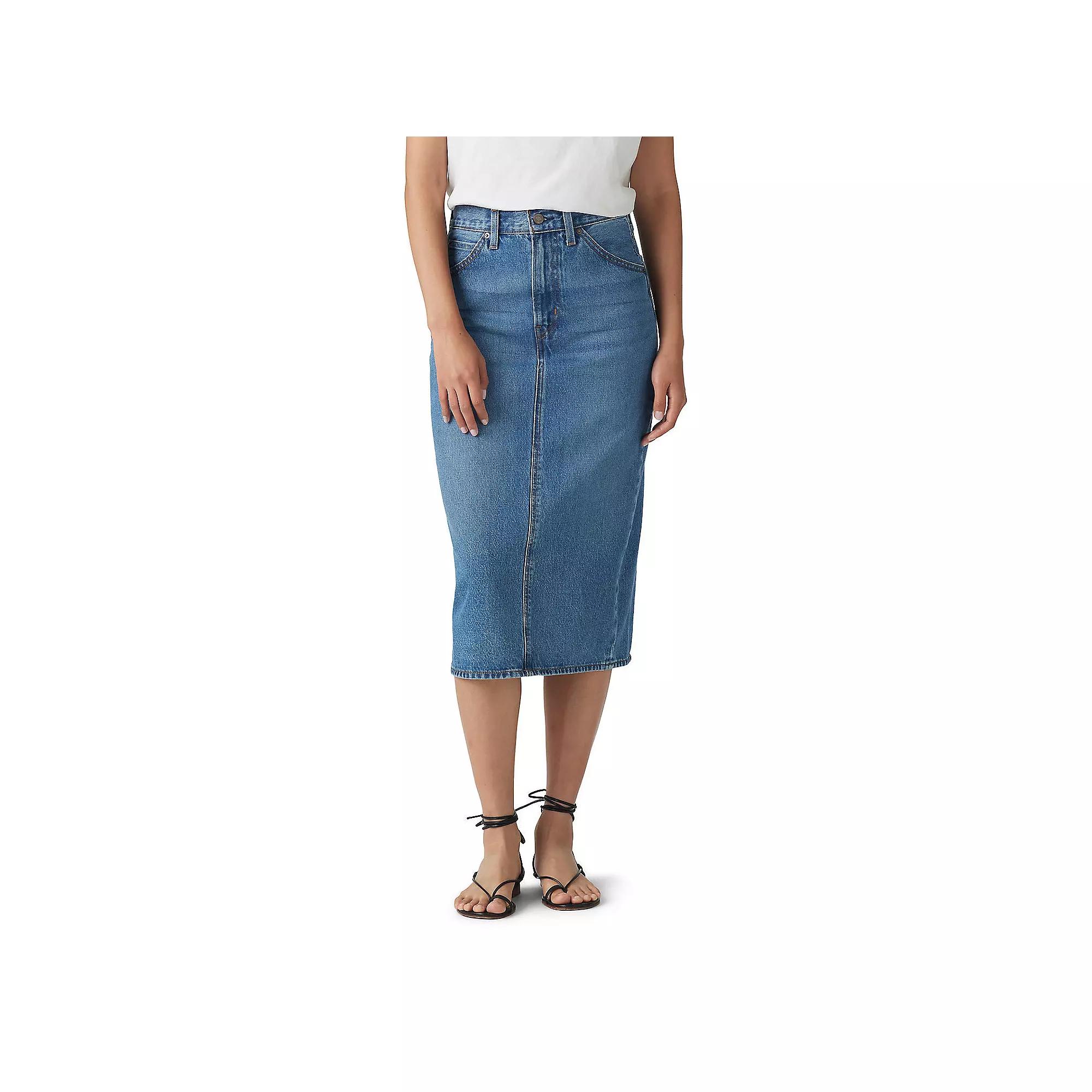 Levi's® Women's High-Rise Slit Skirt, Size: 27(US 4)Medium, Meadow Games Clean Hem Product Image