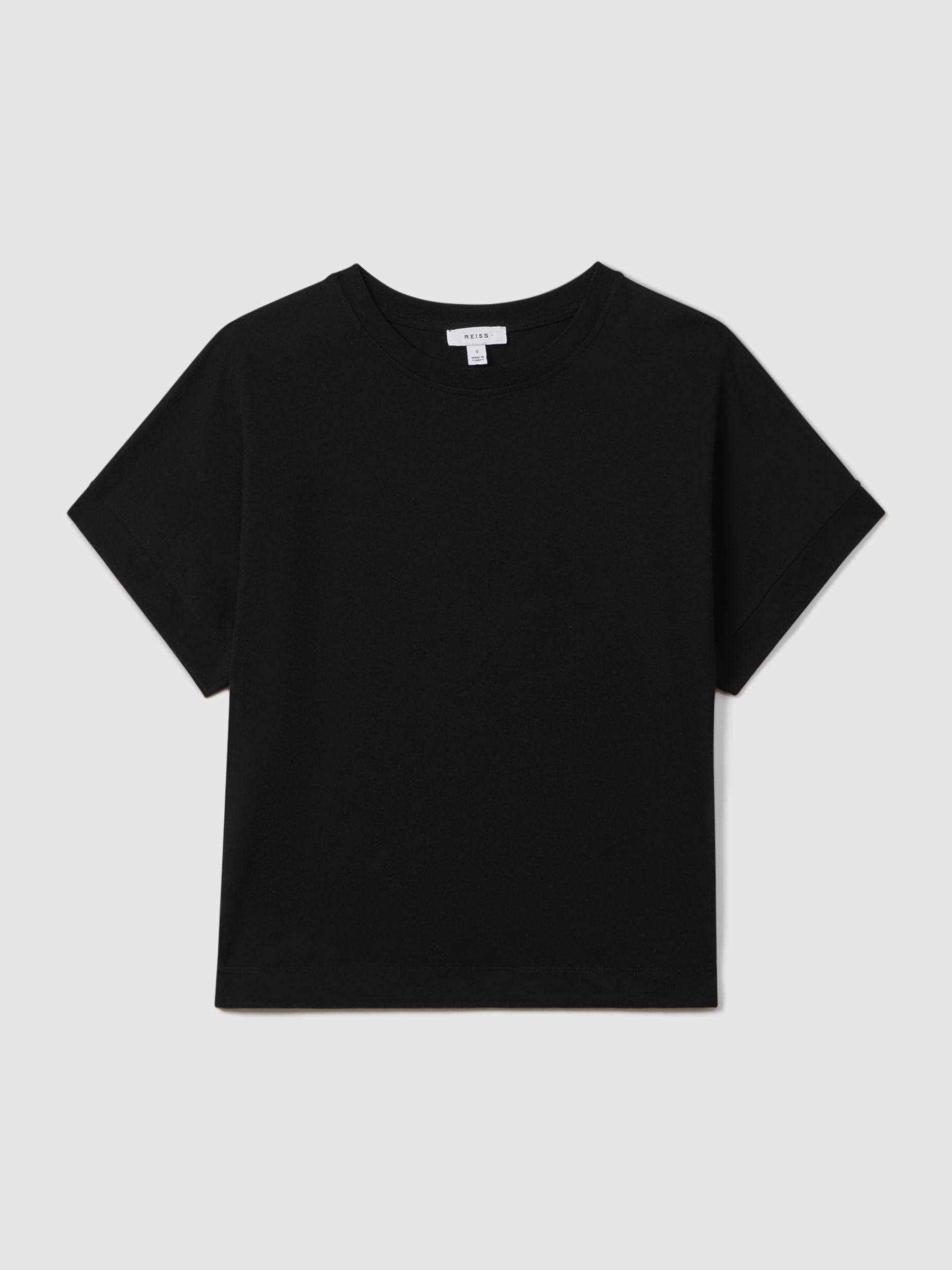 Cotton Crew Neck T-Shirt in Black Product Image