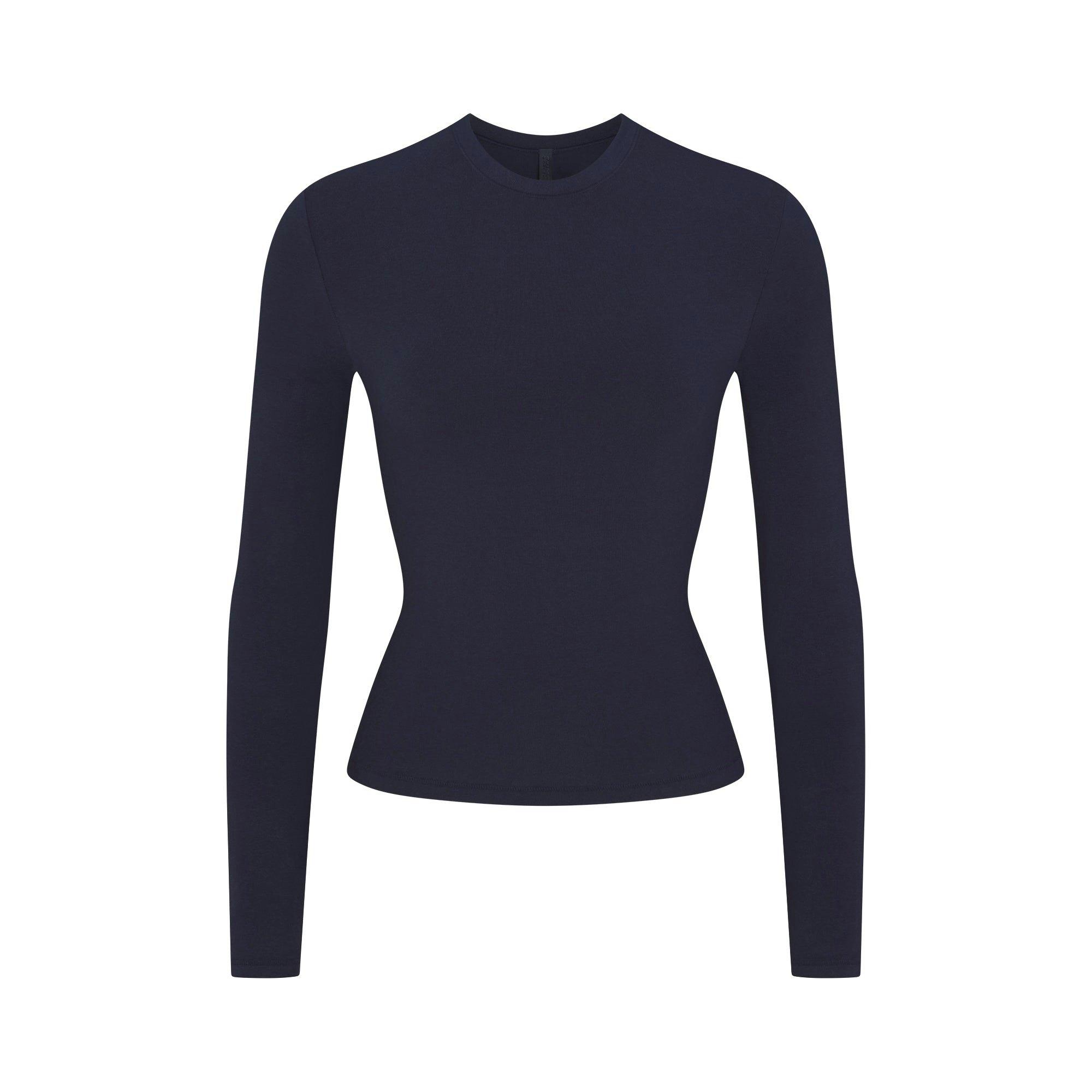 COTTON JERSEY LONG SLEEVE T-SHIRT | NAVY Product Image