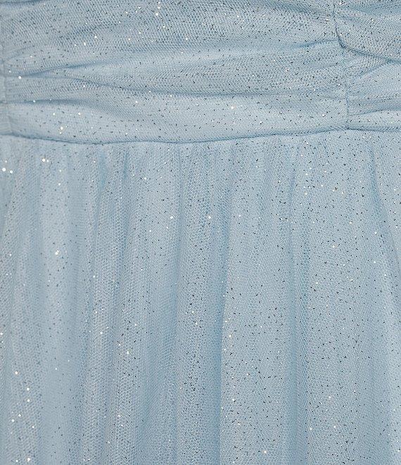 City Vibe Of-The-Shoulder Ruched Bodice Mesh Long Dress Product Image