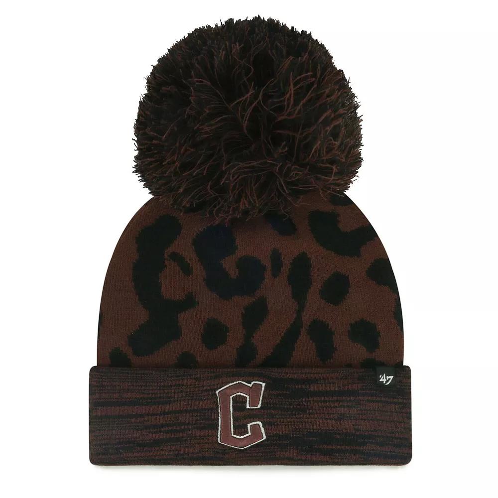 Women's '47 Brown Cleveland Guardians Rosette Cuffed Knit Hat with Pom, Grd Brown Product Image
