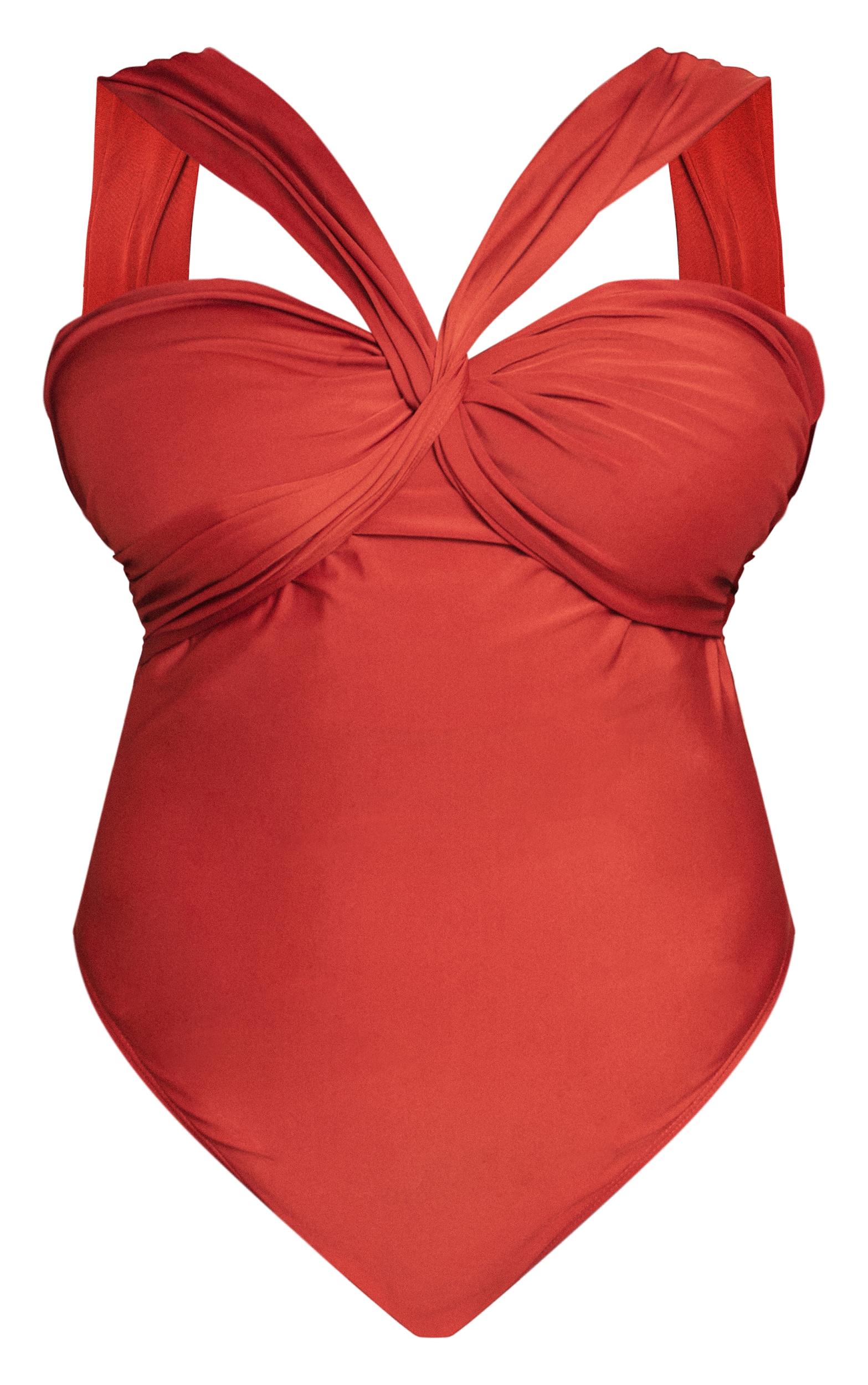 Plus Rust Ruched Bust Swimsuit Product Image