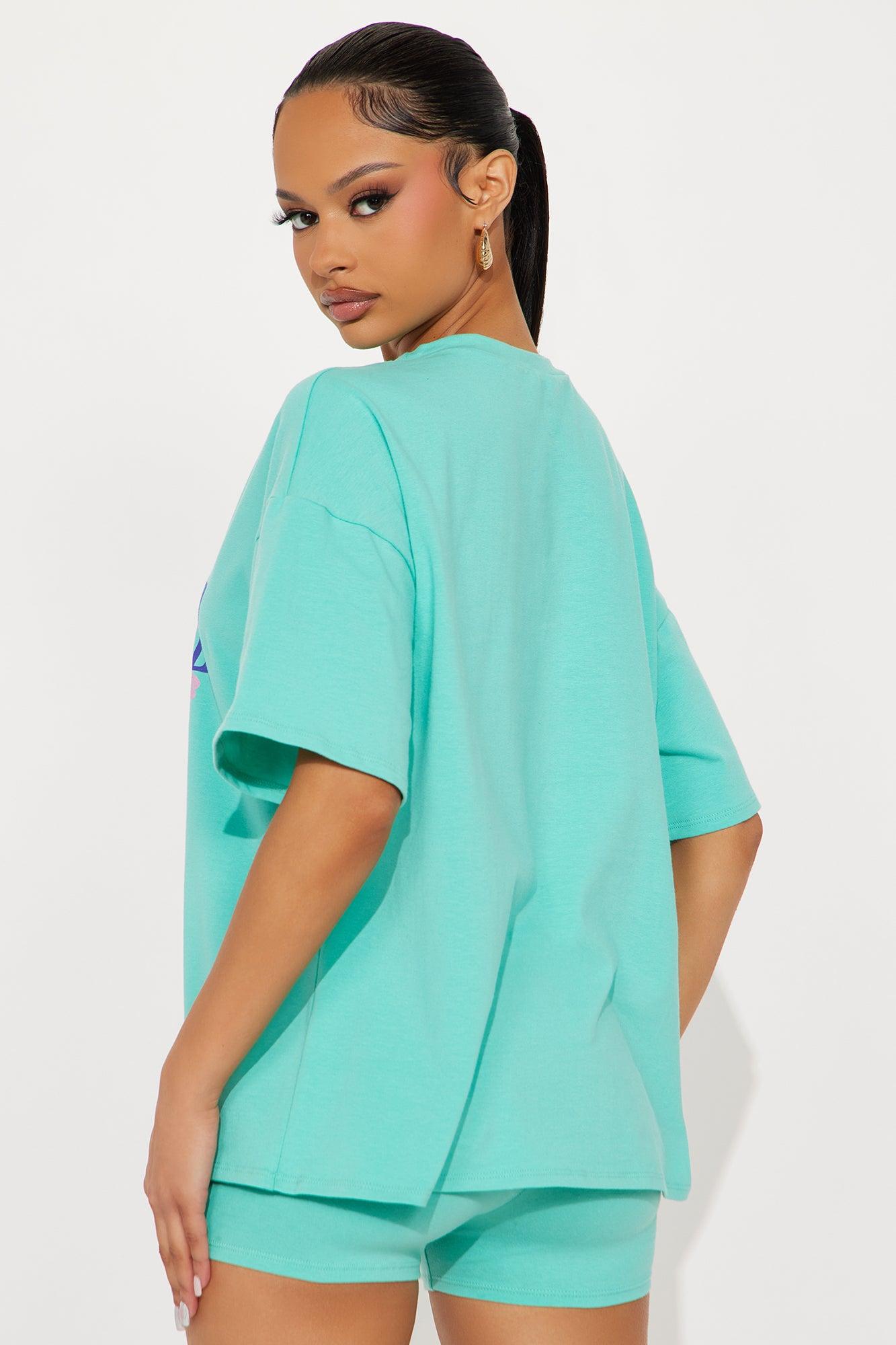 St. Tropez Beach Club Oversize  Short Set - Mint Female Product Image