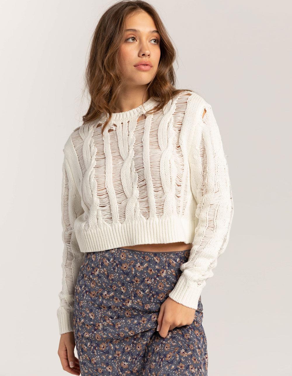 FULL TILT Drop Needle Womens Sweater - CREAM Product Image